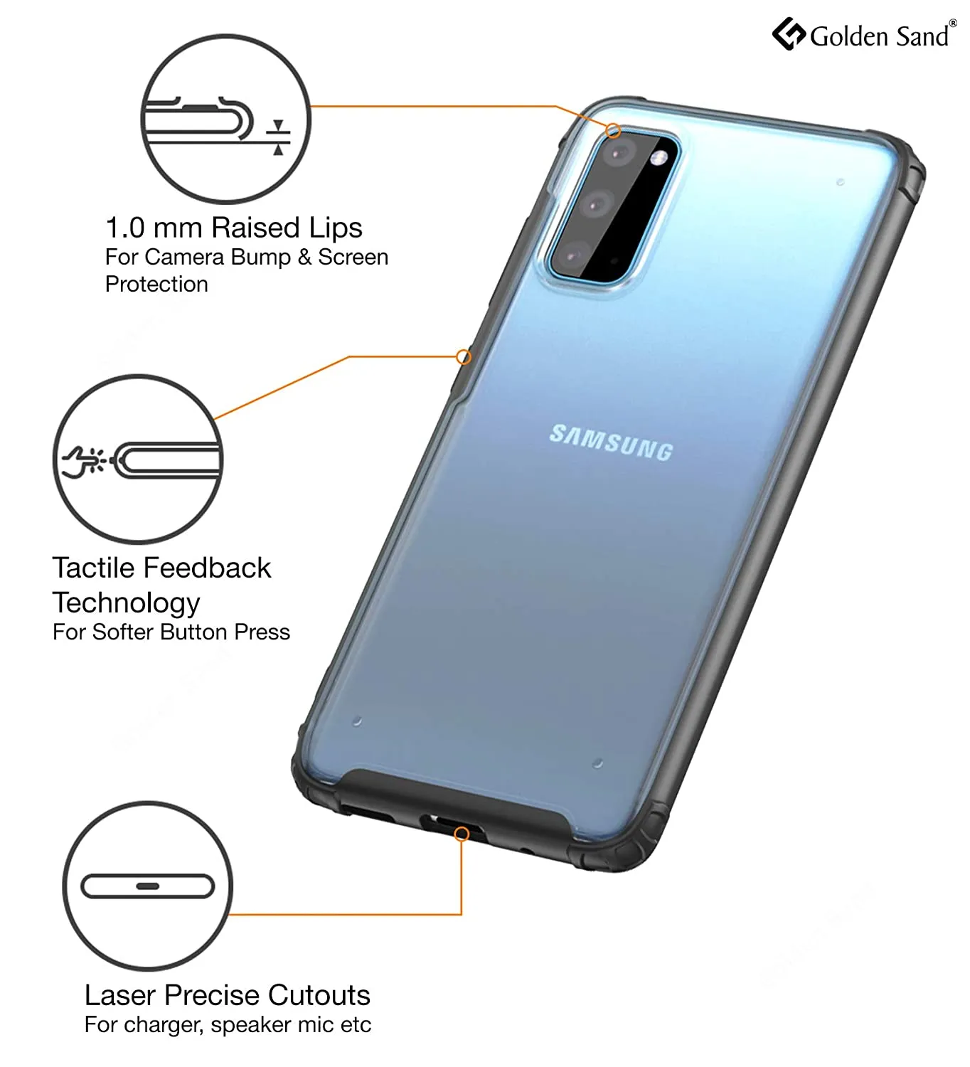 Rugged Frosted Series Hybrid Translucent Back Cover for Samsung Galaxy S20 6.2 inch, Black