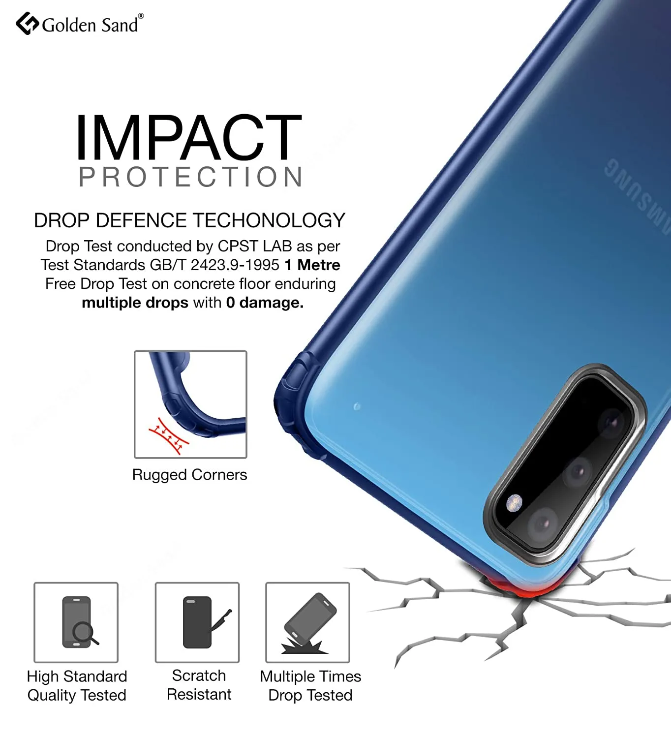 Rugged Frosted Series Hybrid Translucent Back Cover for Samsung Galaxy S20 6.2 inch, Blue