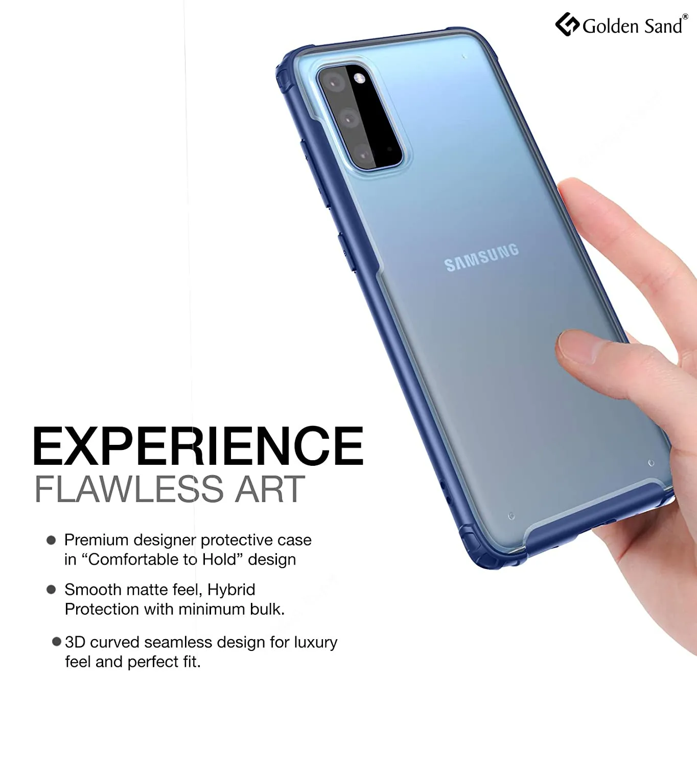 Rugged Frosted Series Hybrid Translucent Back Cover for Samsung Galaxy S20 6.2 inch, Blue