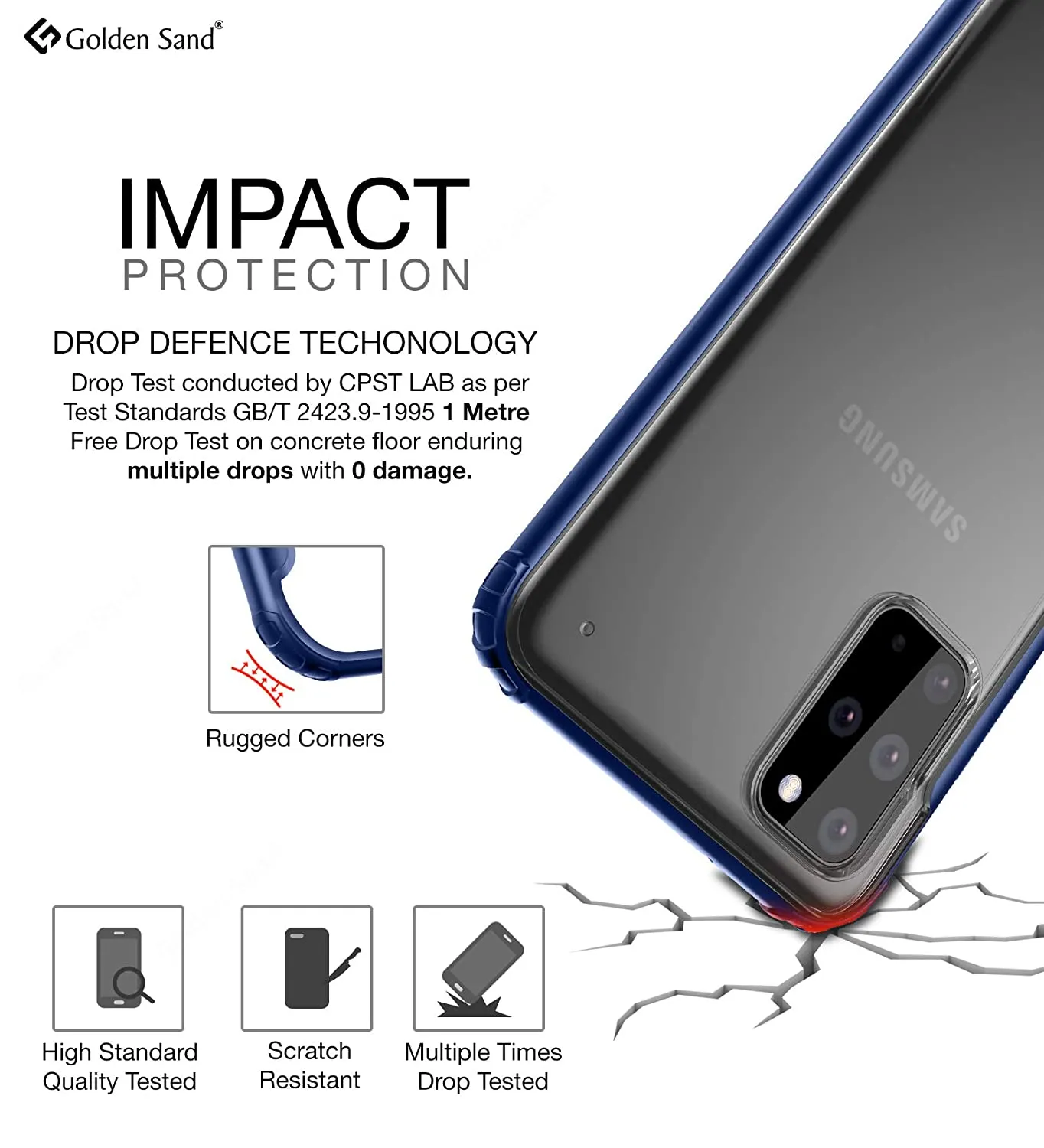 Rugged Frosted Series Hybrid Translucent Back Cover for Samsung Galaxy S20 Plus 6.7 inch, Blue