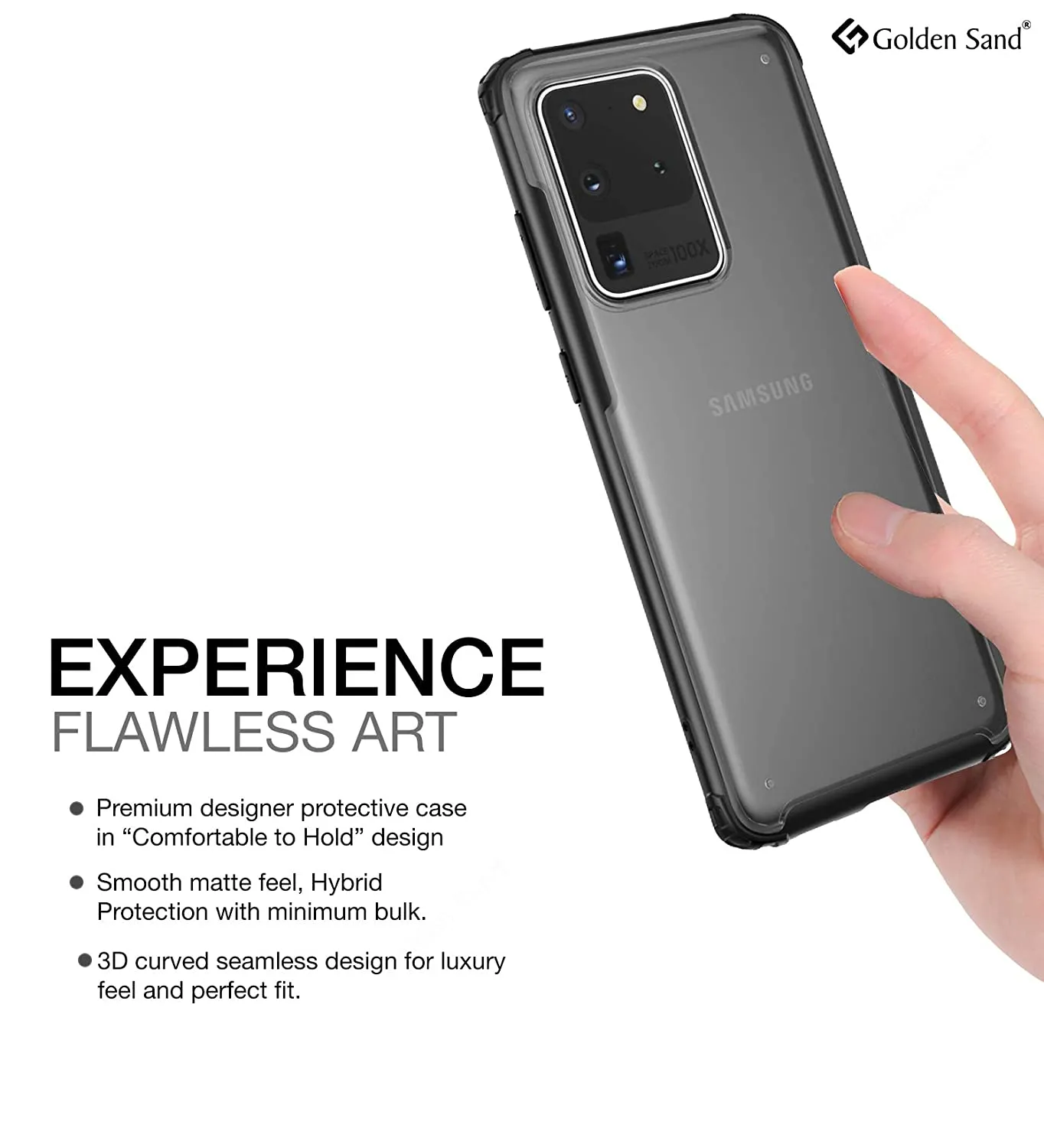 Rugged Frosted Series Hybrid Translucent Back Cover for Samsung Galaxy S20 Ultra 6.9 inch, Black