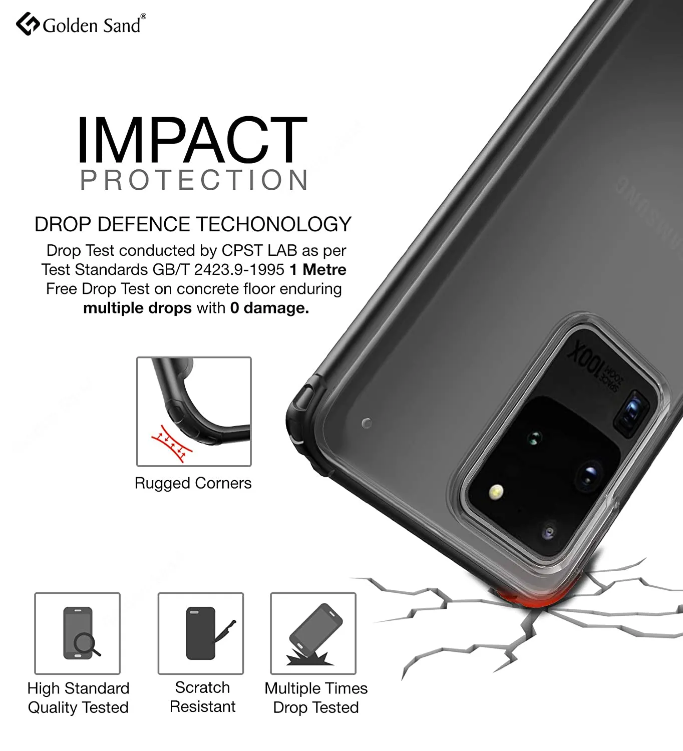 Rugged Frosted Series Hybrid Translucent Back Cover for Samsung Galaxy S20 Ultra 6.9 inch, Black