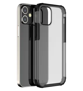 Rugged Frosted Series Semi Transparent PC Shock Proof Slim Back Cover for Apple iPhone 12, Black