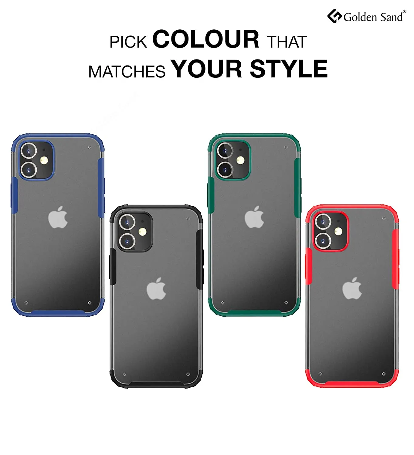 Rugged Frosted Series Semi Transparent PC Shock Proof Slim Back Cover for Apple iPhone 12 Mini, Black