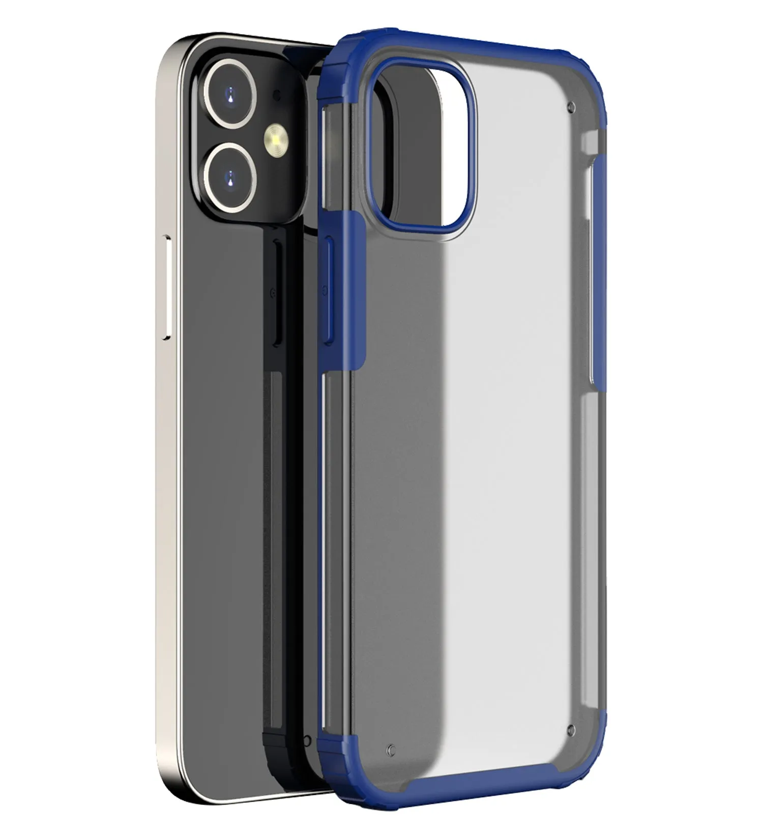 Rugged Frosted Series Semi Transparent PC Shock Proof Slim Back Cover for Apple iPhone 12 Mini, Blue