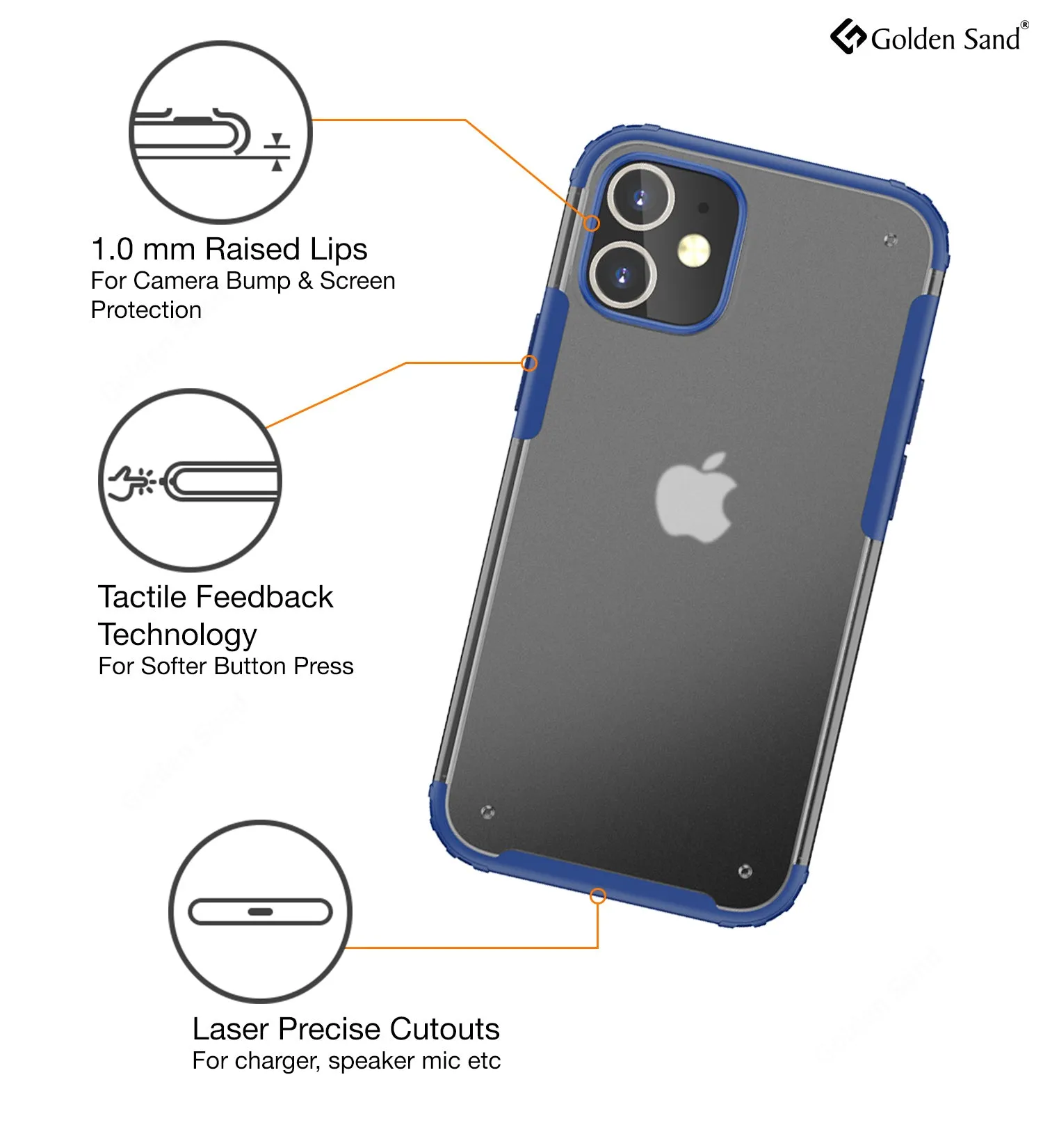 Rugged Frosted Series Semi Transparent PC Shock Proof Slim Back Cover for Apple iPhone 12 Mini, Blue