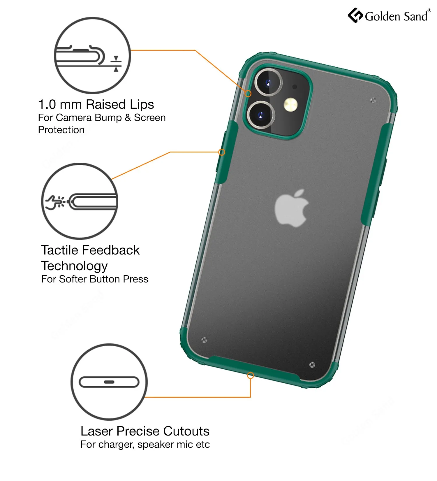 Rugged Frosted Series Semi Transparent PC Shock Proof Slim Back Cover for Apple iPhone 12 Mini, Green