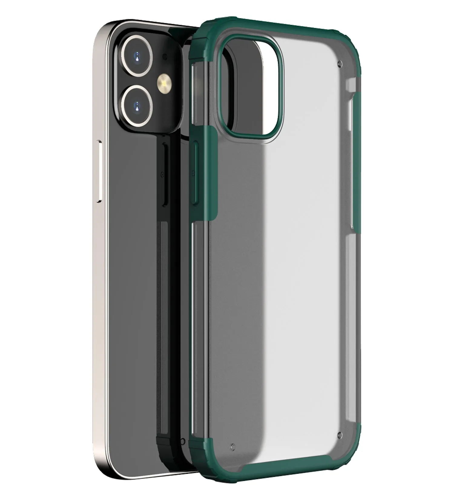 Rugged Frosted Series Semi Transparent PC Shock Proof Slim Back Cover for Apple iPhone 12 Mini, Green