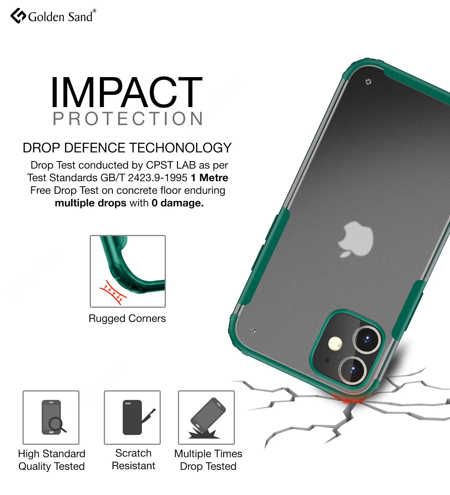 Rugged Frosted Series Semi Transparent PC Shock Proof Slim Back Cover for Apple iPhone 12 Mini, Green