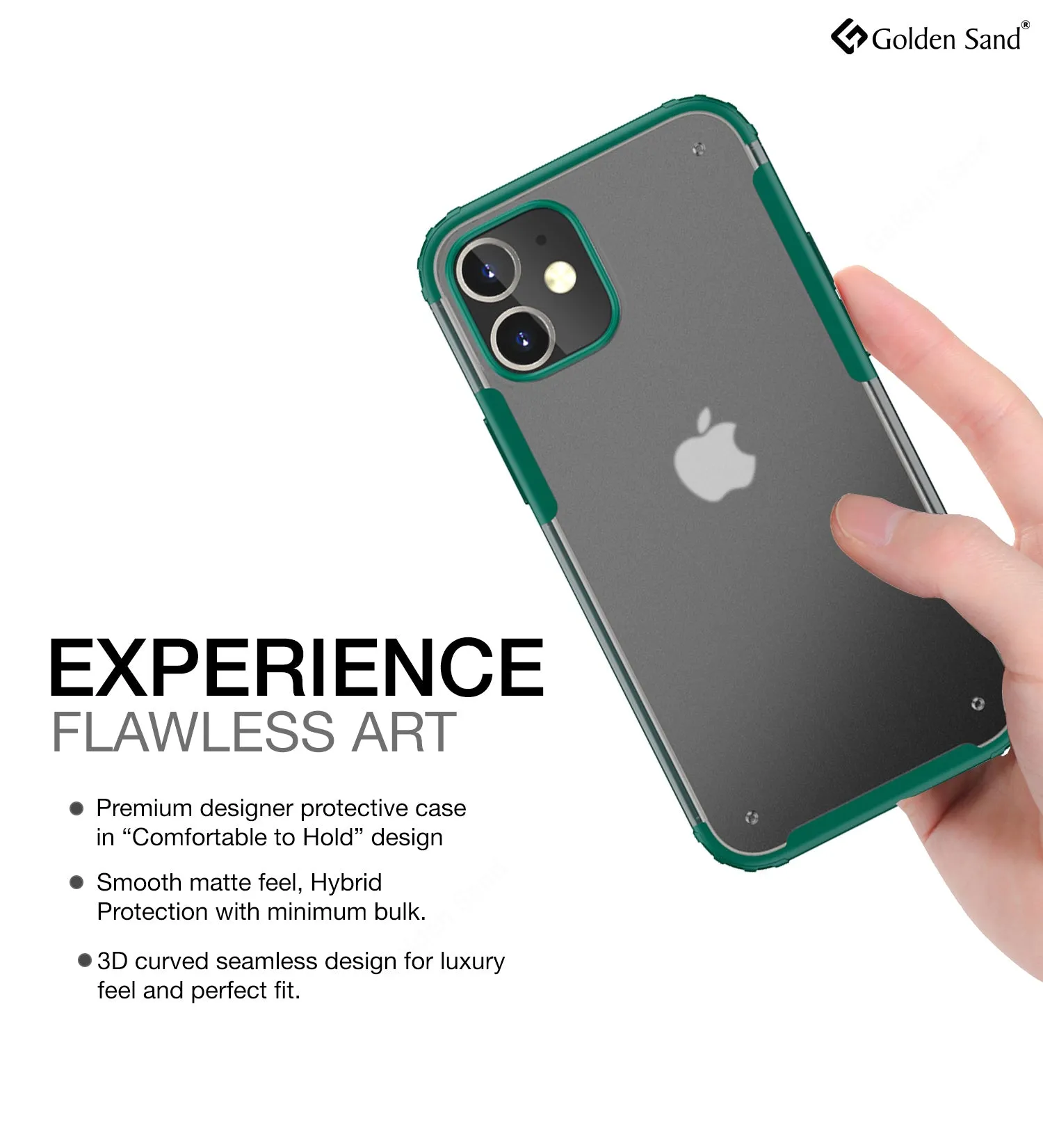 Rugged Frosted Series Semi Transparent PC Shock Proof Slim Back Cover for Apple iPhone 12 Mini, Green