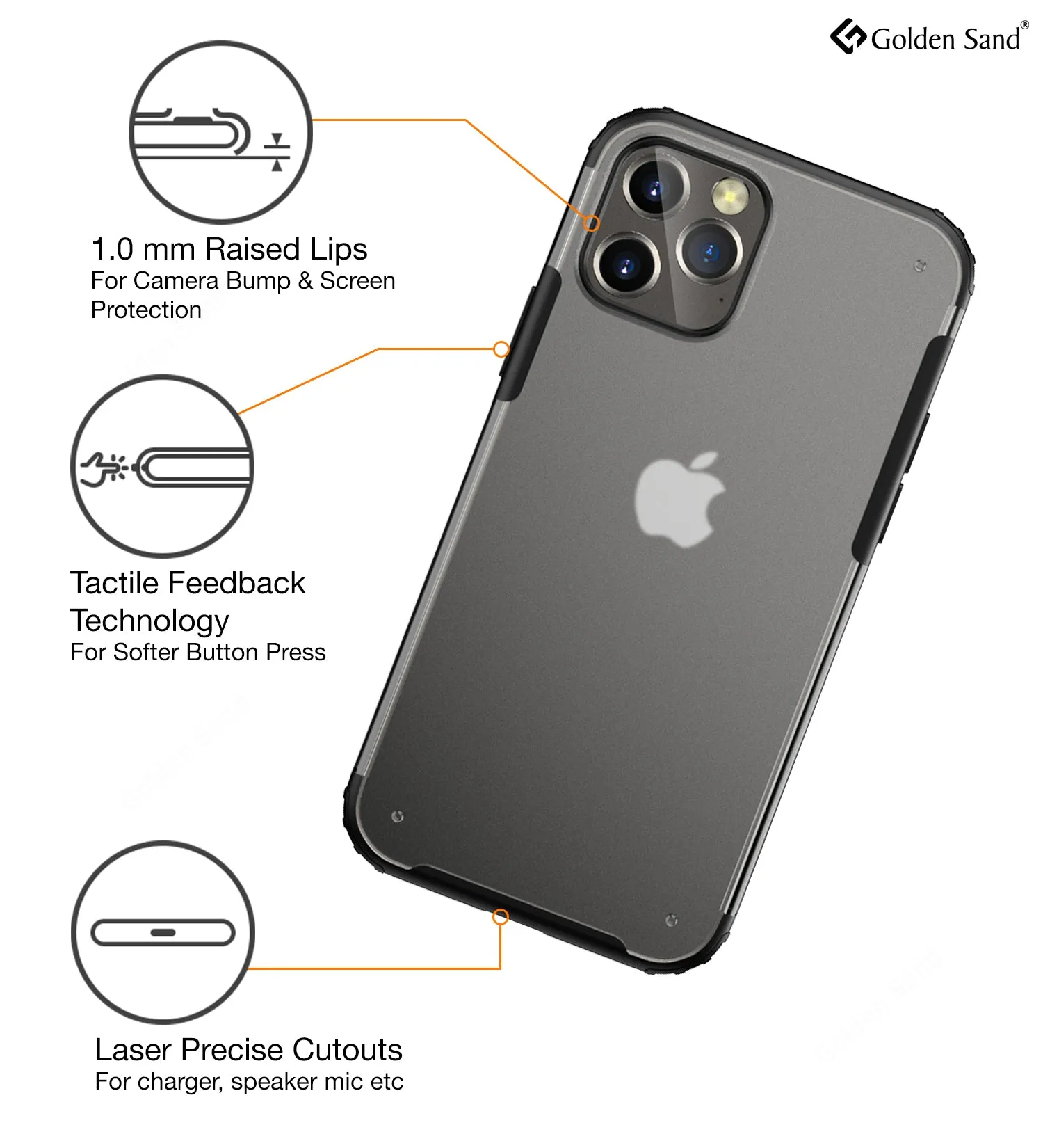 Rugged Frosted Series Semi Transparent PC Shock Proof Slim Back Cover for Apple iPhone 12 Pro Max, Black