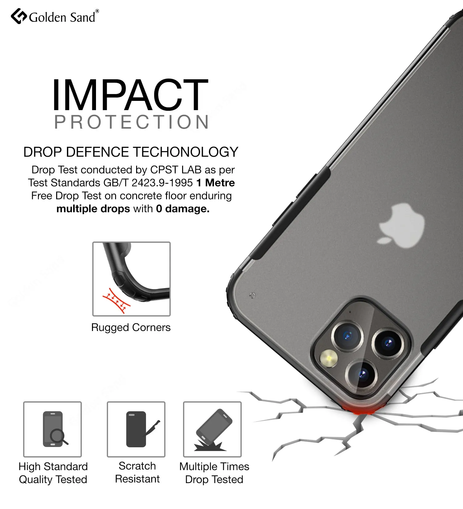 Rugged Frosted Series Semi Transparent PC Shock Proof Slim Back Cover for Apple iPhone 12 Pro Max, Black