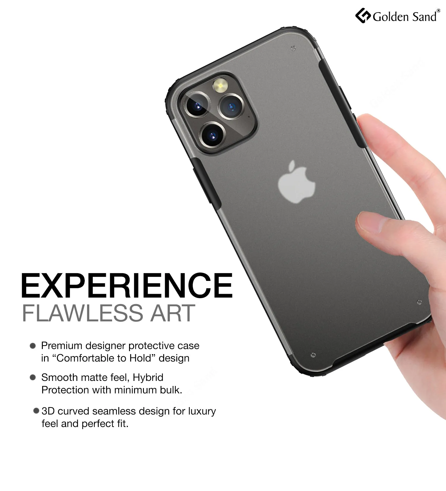 Rugged Frosted Series Semi Transparent PC Shock Proof Slim Back Cover for Apple iPhone 12 Pro Max, Black