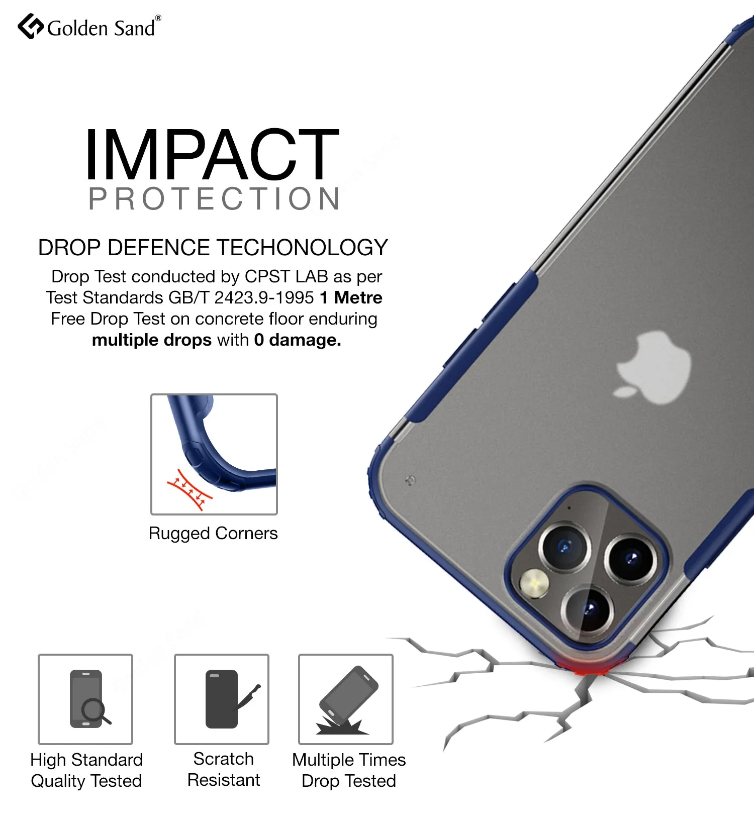 Rugged Frosted Series Semi Transparent PC Shock Proof Slim Back Cover for Apple iPhone 12 Pro Max, Blue