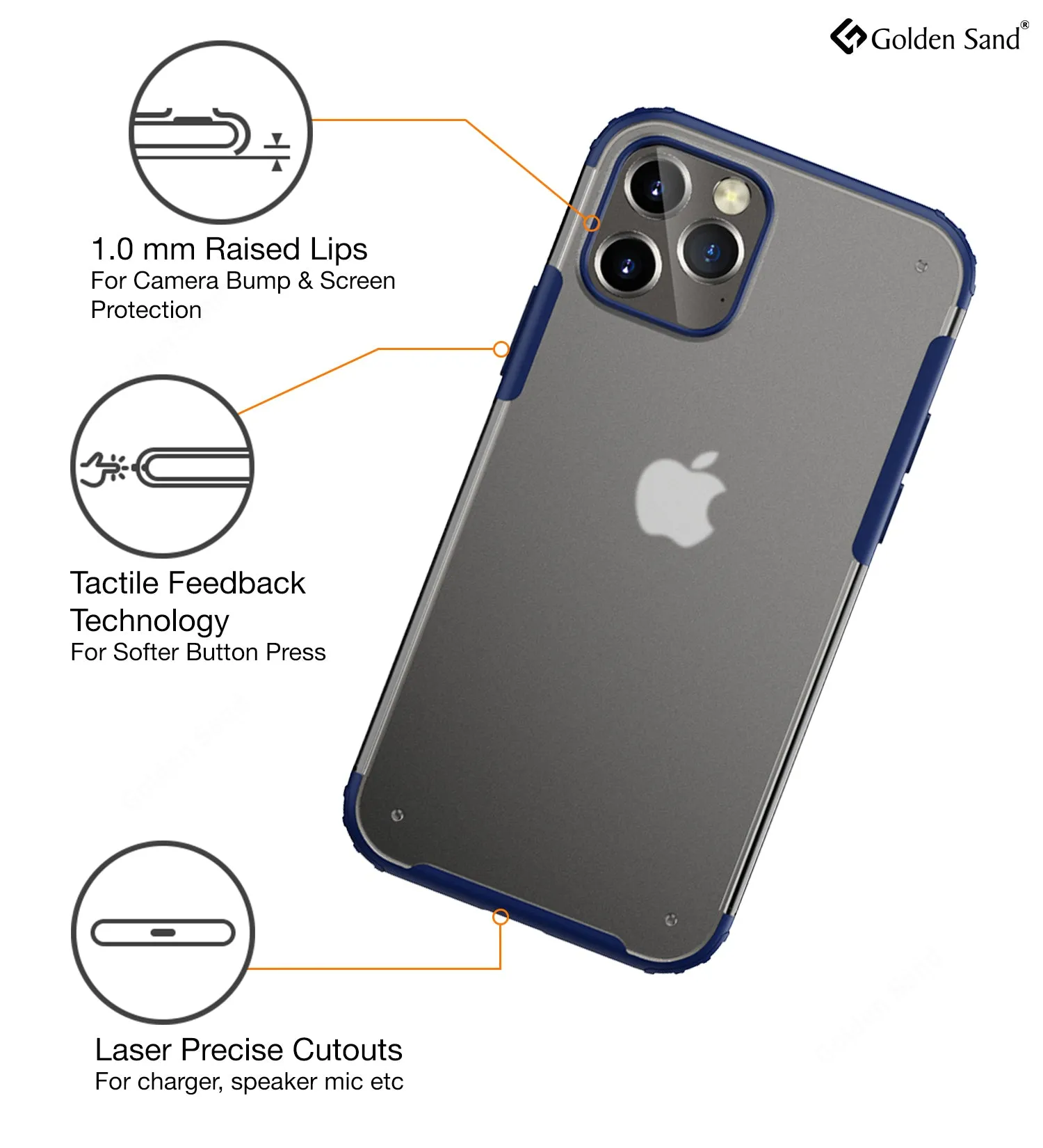 Rugged Frosted Series Semi Transparent PC Shock Proof Slim Back Cover for Apple iPhone 12 Pro Max, Blue