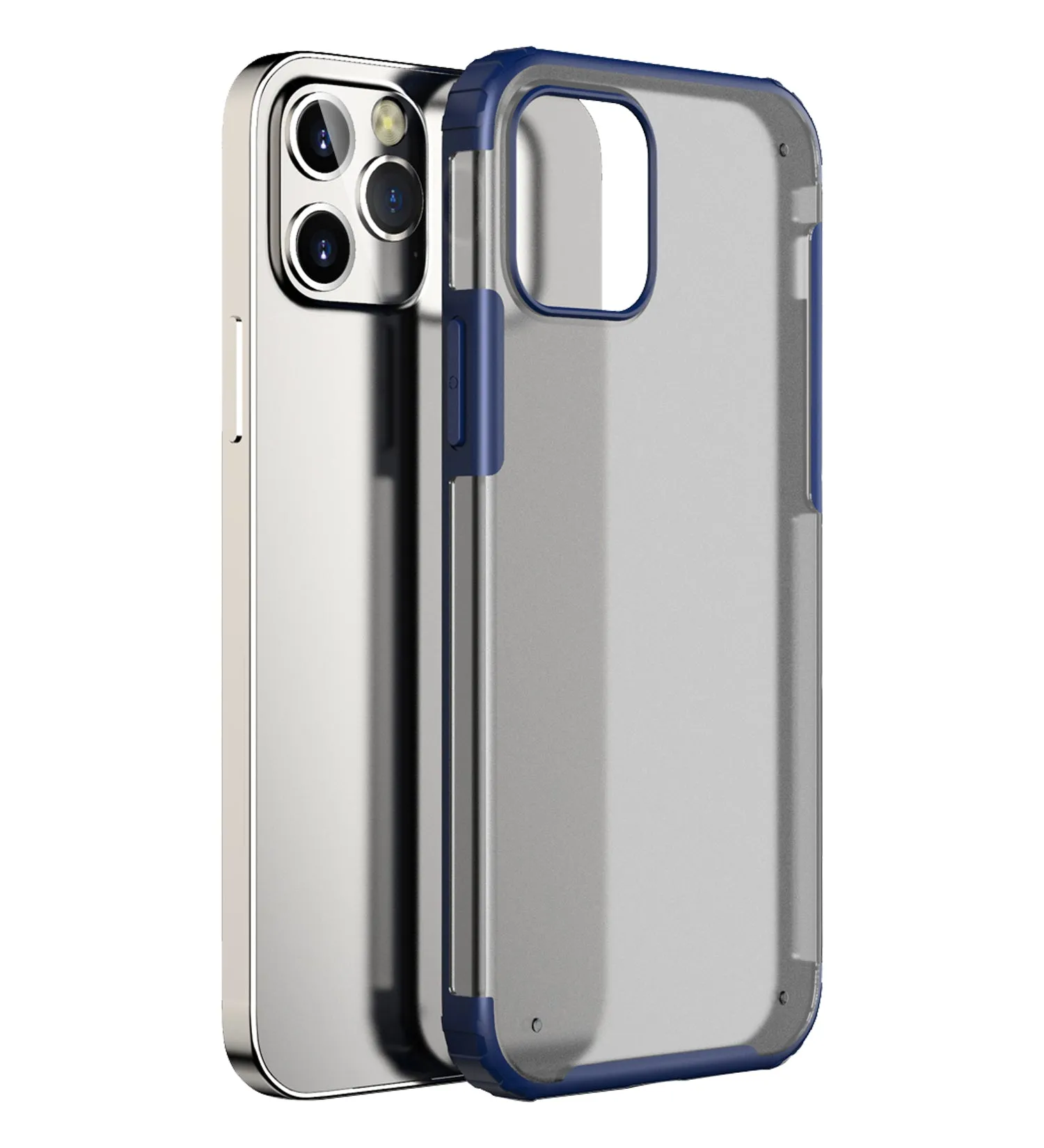 Rugged Frosted Series Semi Transparent PC Shock Proof Slim Back Cover for Apple iPhone 12 Pro Max, Blue