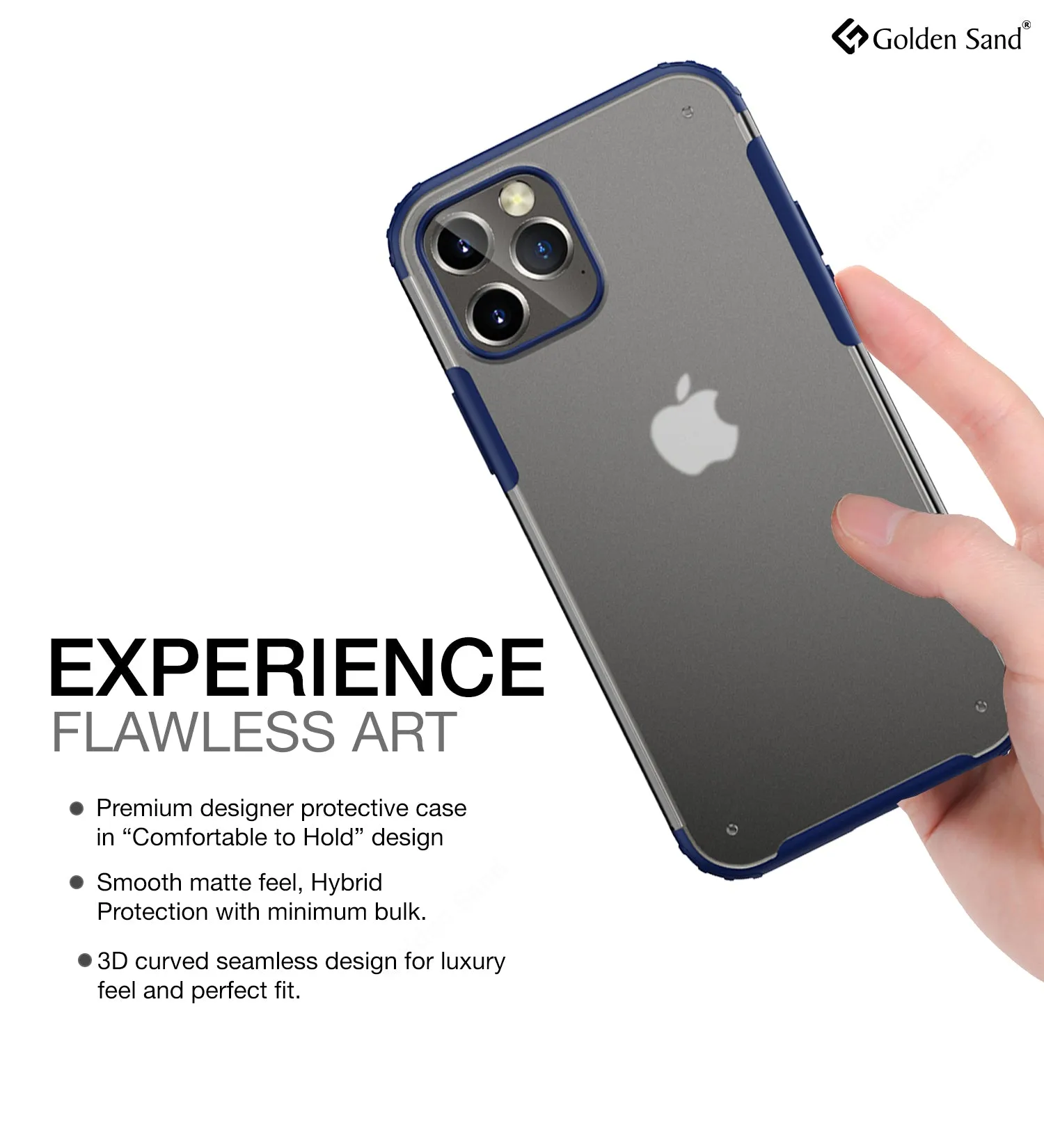 Rugged Frosted Series Semi Transparent PC Shock Proof Slim Back Cover for Apple iPhone 12 Pro Max, Blue