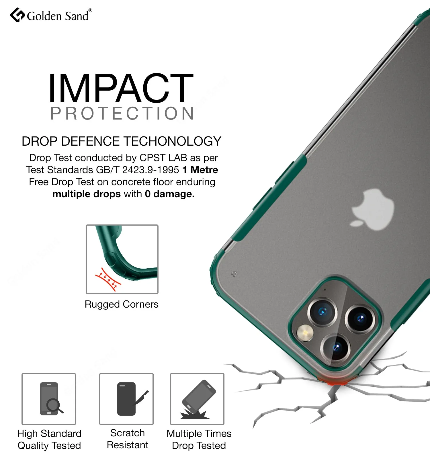 Rugged Frosted Series Semi Transparent PC Shock Proof Slim Back Cover for Apple iPhone 12 Pro Max, Green