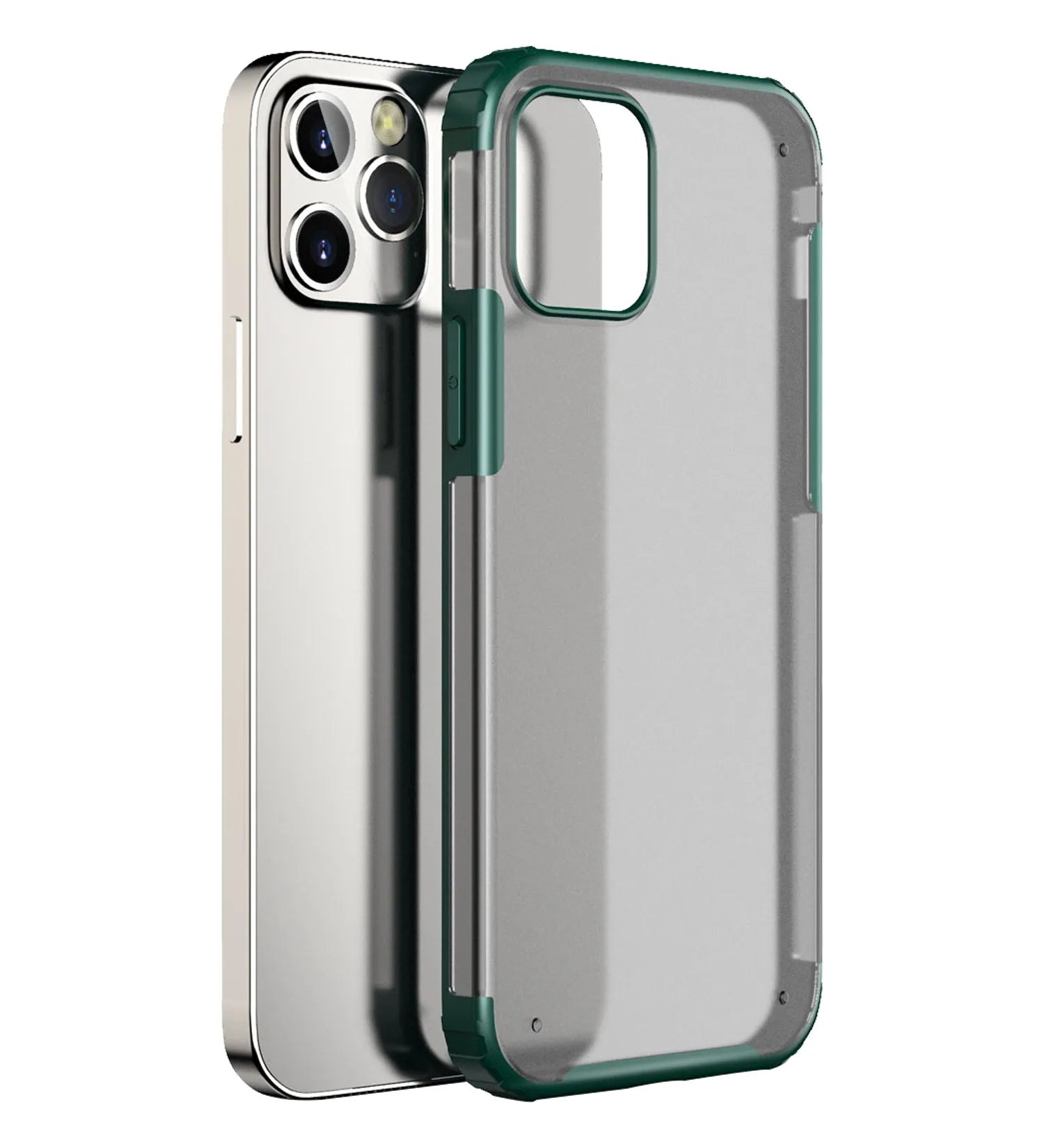 Rugged Frosted Series Semi Transparent PC Shock Proof Slim Back Cover for Apple iPhone 12 Pro Max, Green
