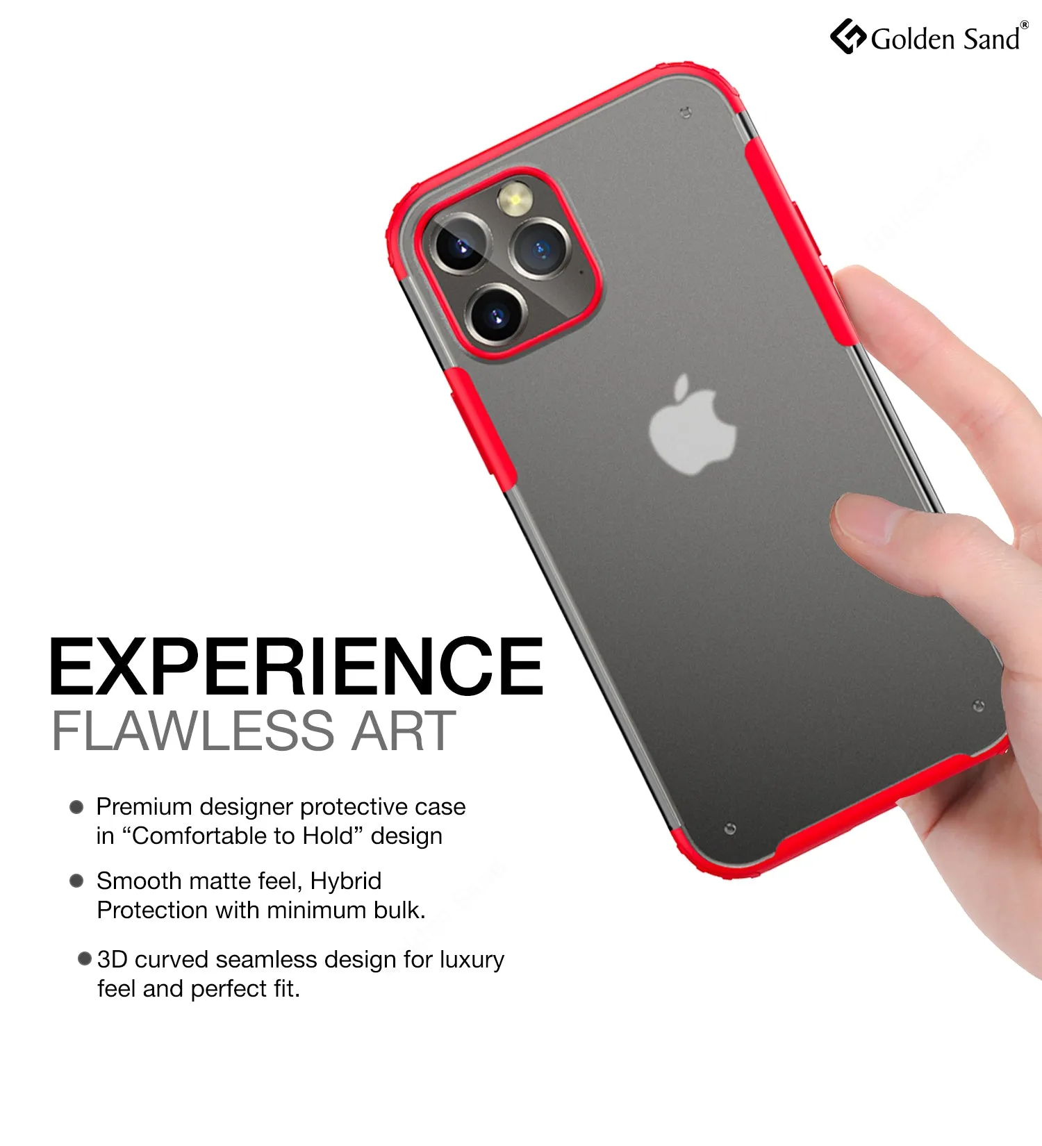 Rugged Frosted Series Semi Transparent PC Shock Proof Slim Back Cover for Apple iPhone 12 Pro, Red