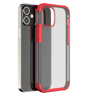 Rugged Frosted Series Semi Transparent PC Shock Proof Slim Back Cover for Apple iPhone 12, Red