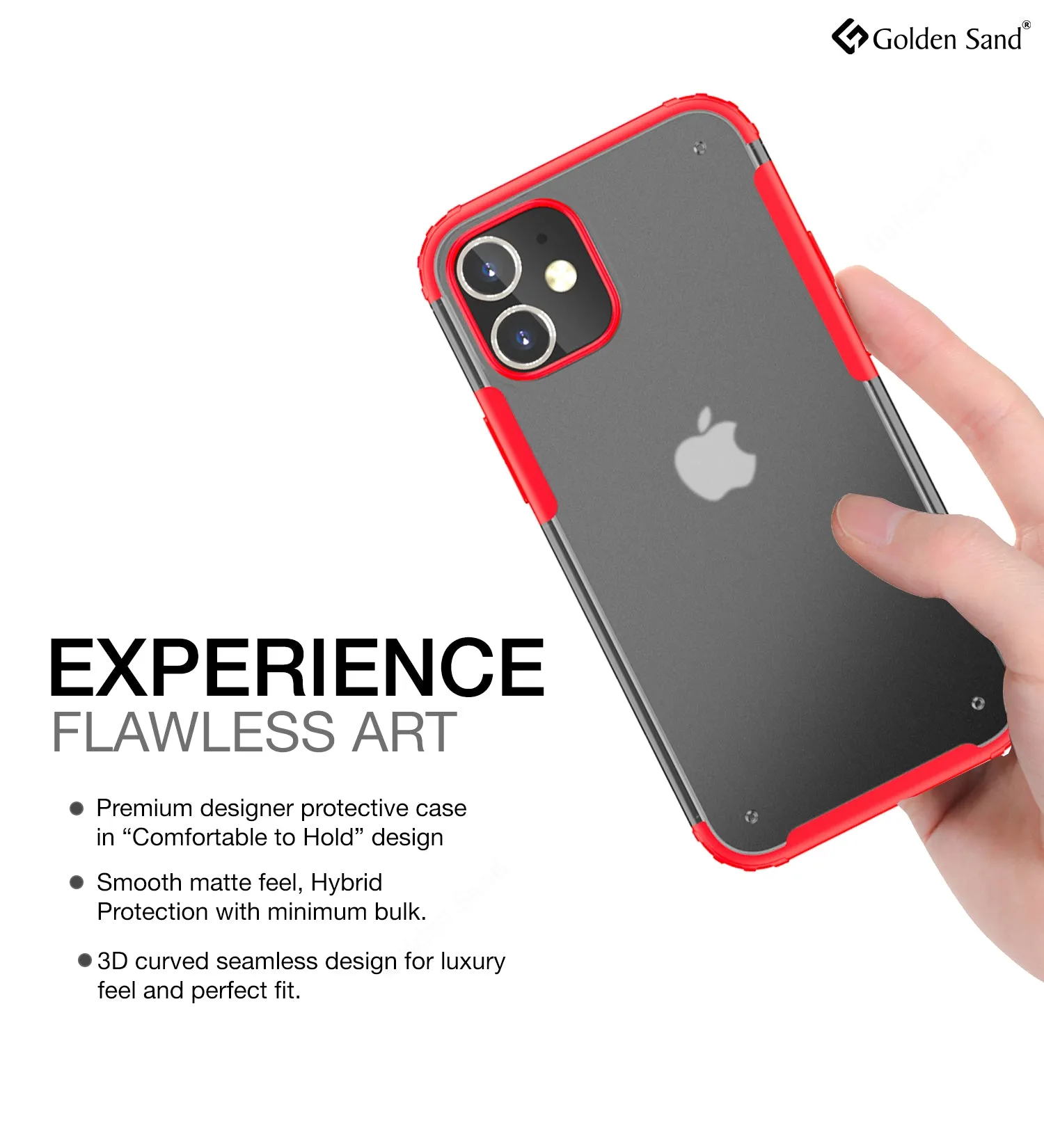 Rugged Frosted Series Semi Transparent PC Shock Proof Slim Back Cover for Apple iPhone 12, Red