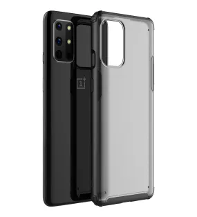Rugged Frosted Series Semi Transparent PC Shock Proof Slim Back Cover for OnePlus 8T, One Plus 9R, Black