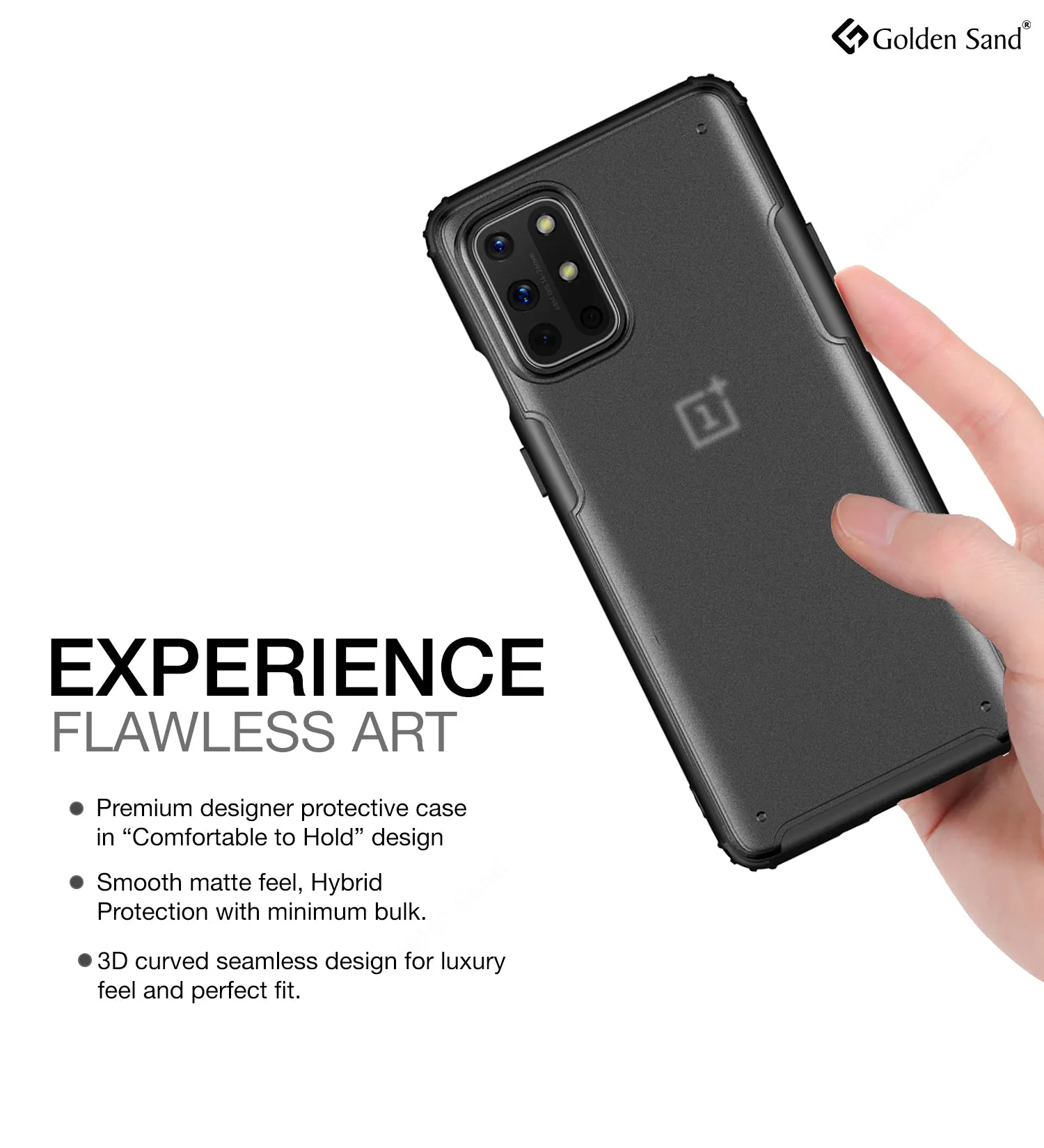 Rugged Frosted Series Semi Transparent PC Shock Proof Slim Back Cover for OnePlus 8T, One Plus 9R, Black