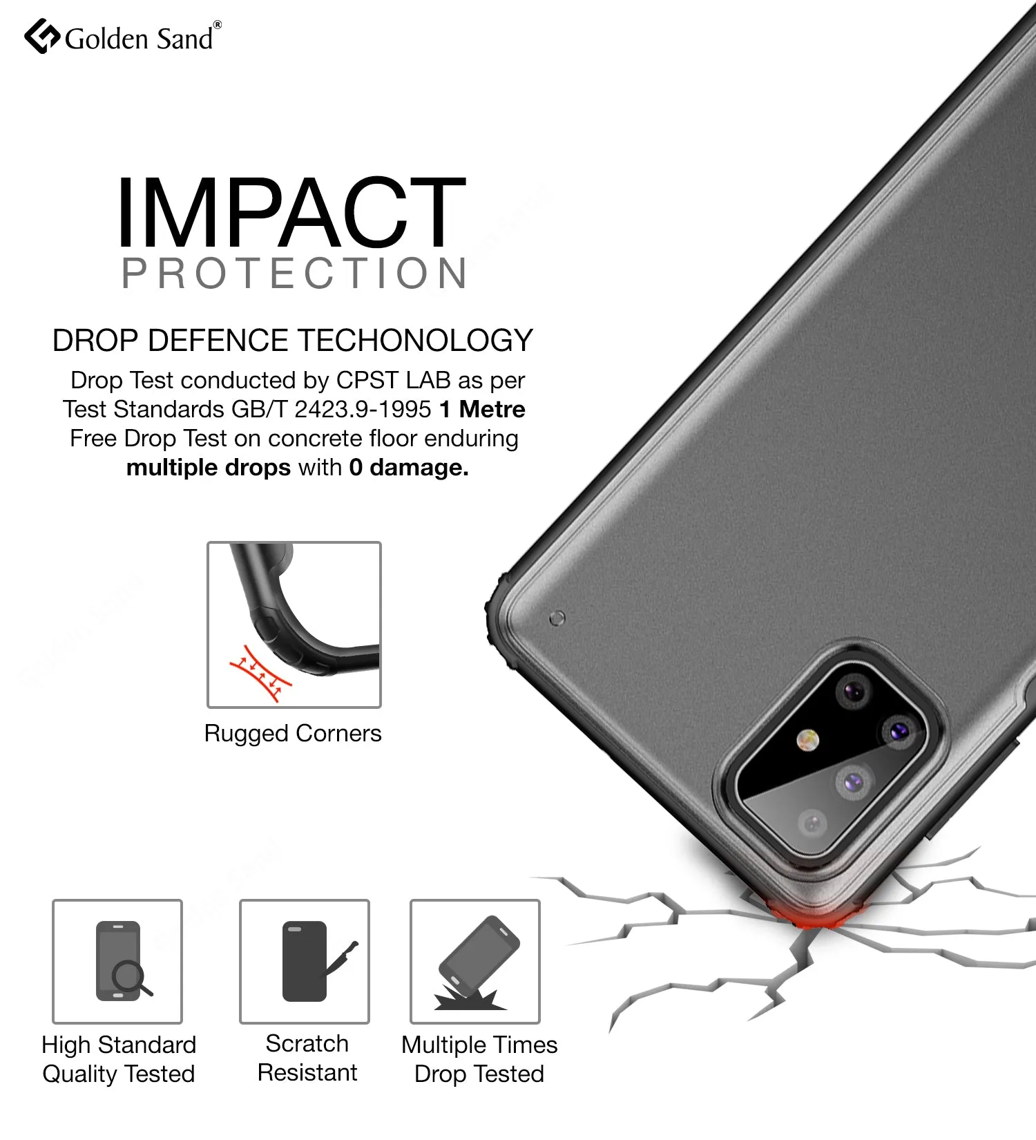Rugged Frosted Series Semi Transparent PC Shock Proof Slim Back Cover for Samsung Galaxy M51, Black