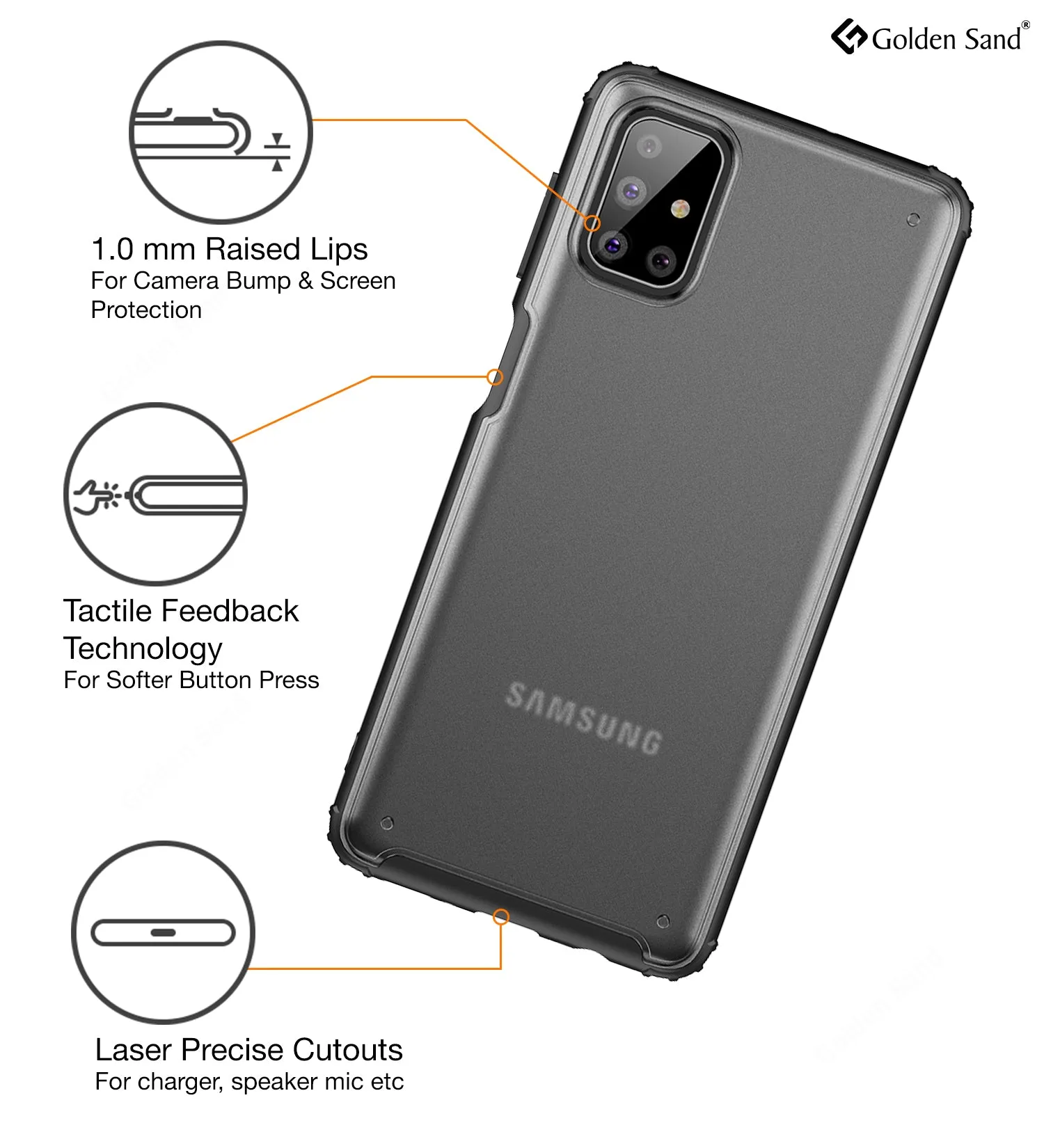 Rugged Frosted Series Semi Transparent PC Shock Proof Slim Back Cover for Samsung Galaxy M51, Black