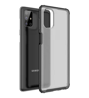 Rugged Frosted Series Semi Transparent PC Shock Proof Slim Back Cover for Samsung Galaxy M51, Black