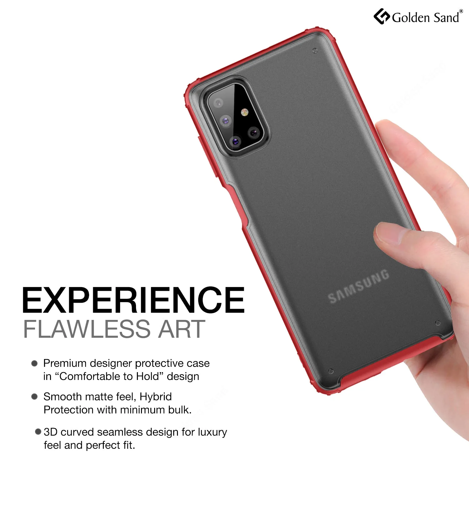 Rugged Frosted Series Semi Transparent PC Shock Proof Slim Back Cover for Samsung Galaxy M51, Red