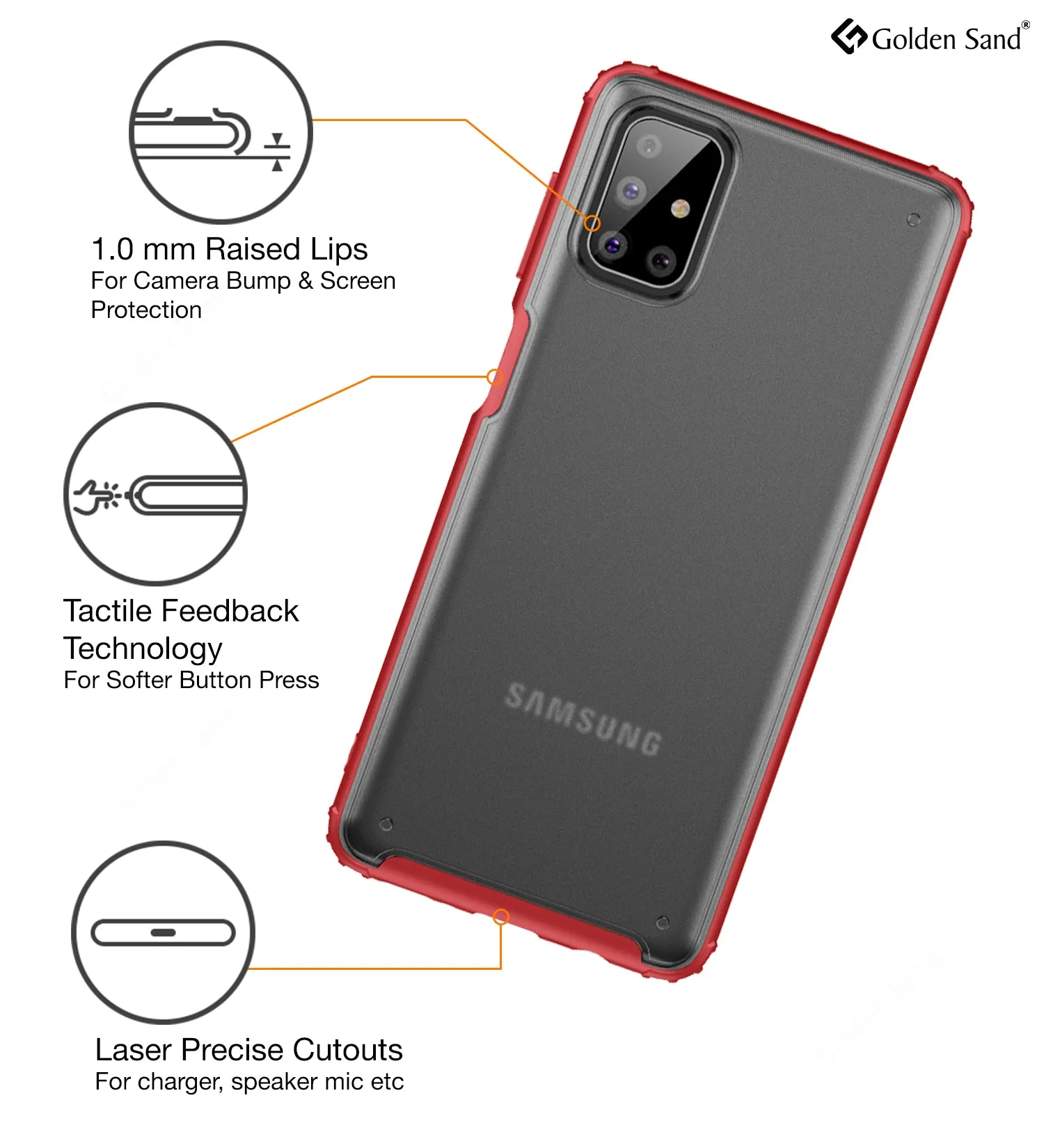 Rugged Frosted Series Semi Transparent PC Shock Proof Slim Back Cover for Samsung Galaxy M51, Red