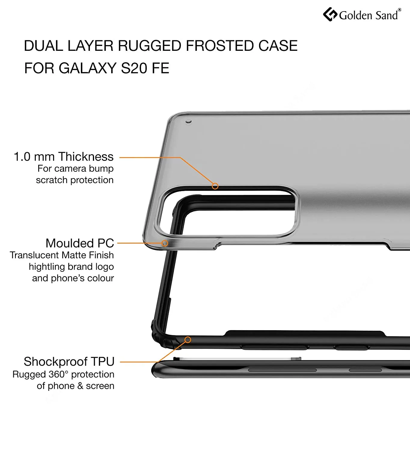 Rugged Frosted Series Semi Transparent PC Shock Proof Slim Back Cover for Samsung Galaxy S20 FE, Samsung Galaxy S20 FE 5G, Black