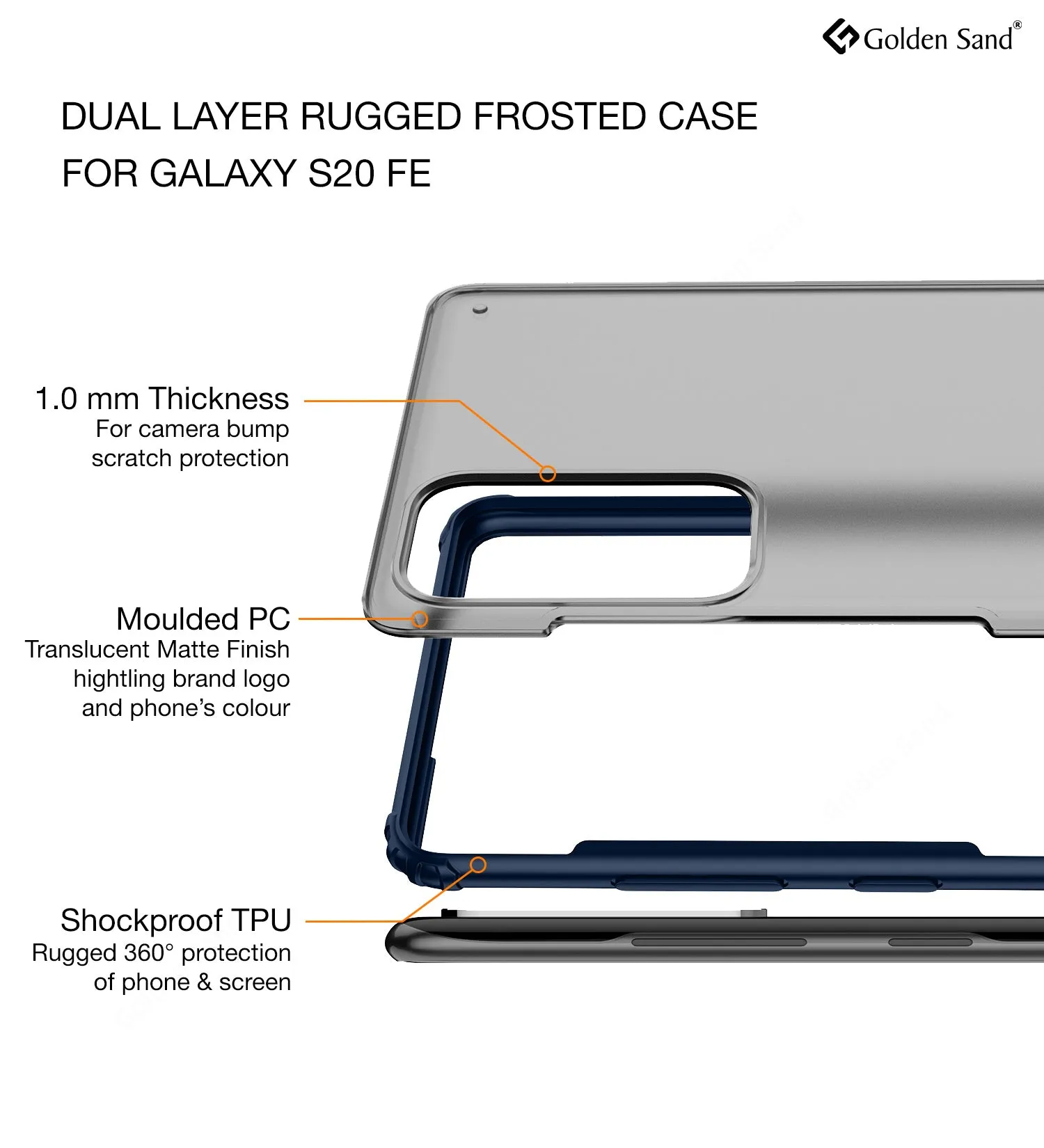Rugged Frosted Series Semi Transparent PC Shock Proof Slim Back Cover for Samsung Galaxy S20 FE, Samsung Galaxy S20 FE 5G, Blue