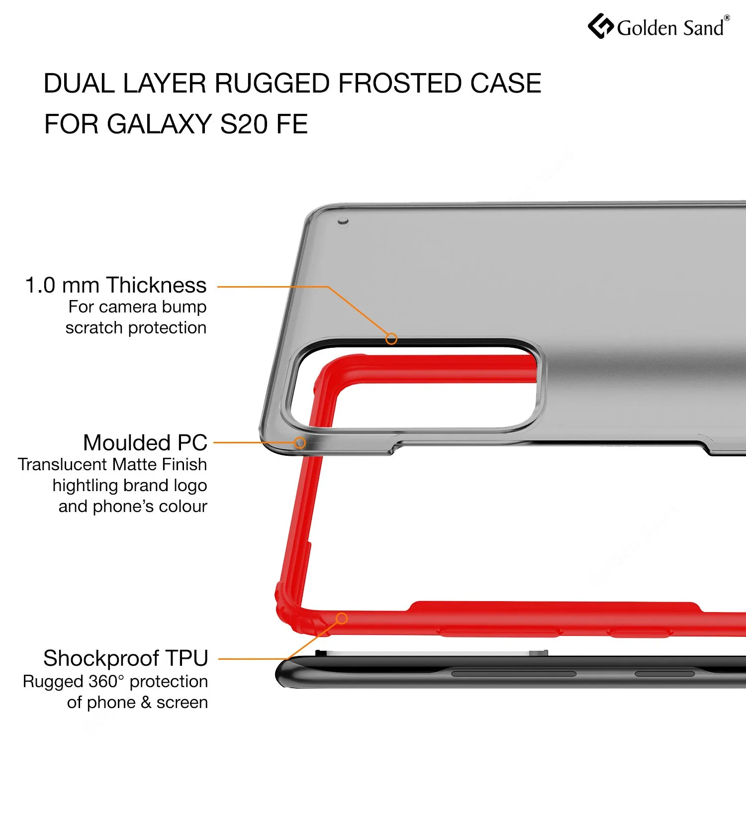Rugged Frosted Series Semi Transparent PC Shock Proof Slim Back Cover for Samsung Galaxy S20 FE, Samsung Galaxy S20 FE 5G, Red