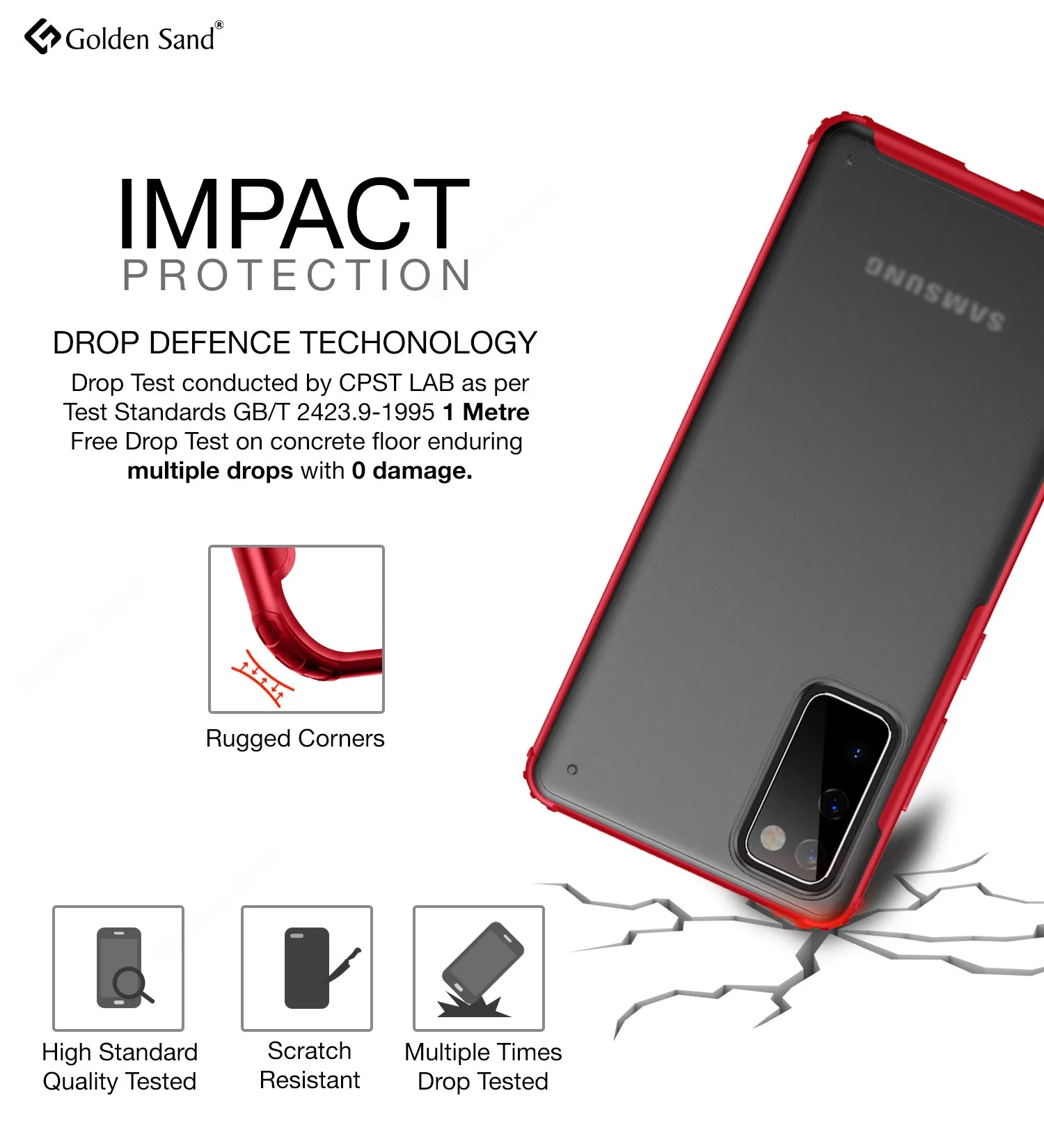 Rugged Frosted Series Semi Transparent PC Shock Proof Slim Back Cover for Samsung Galaxy S20 FE, Samsung Galaxy S20 FE 5G, Red