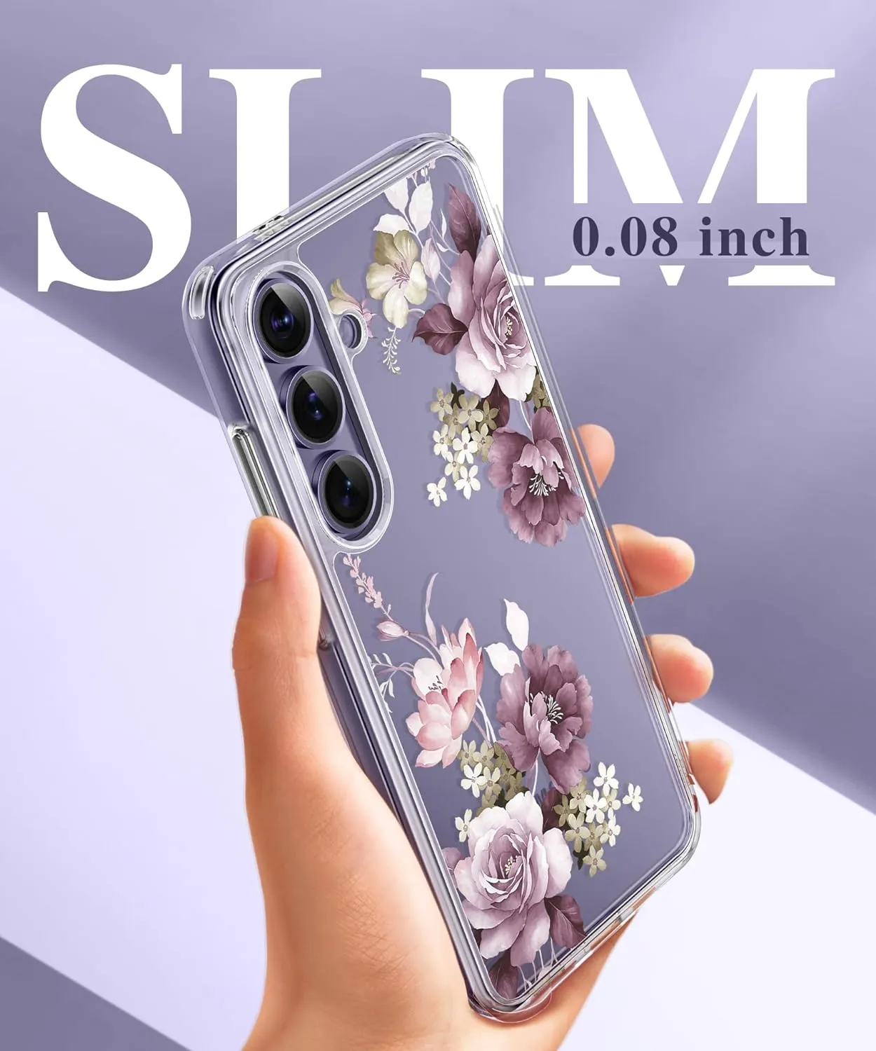 Samsung Galaxy S24 Case Floral Screen Protector & Camera Lens Protector Phone Cover