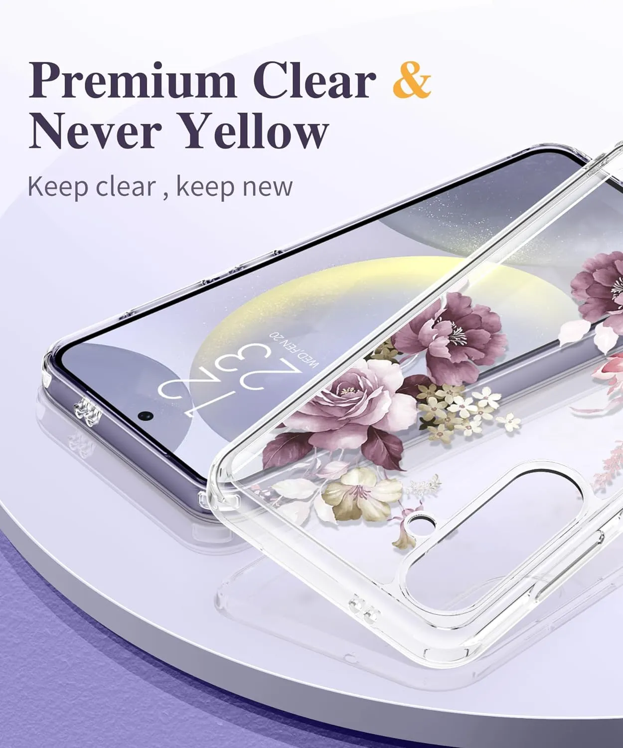 Samsung Galaxy S24 Case Floral Screen Protector & Camera Lens Protector Phone Cover
