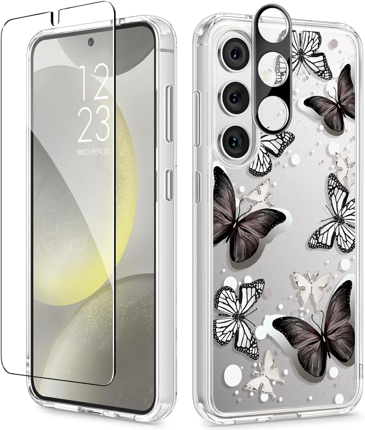Samsung Galaxy S24 Case Floral Screen Protector & Camera Lens Protector Phone Cover