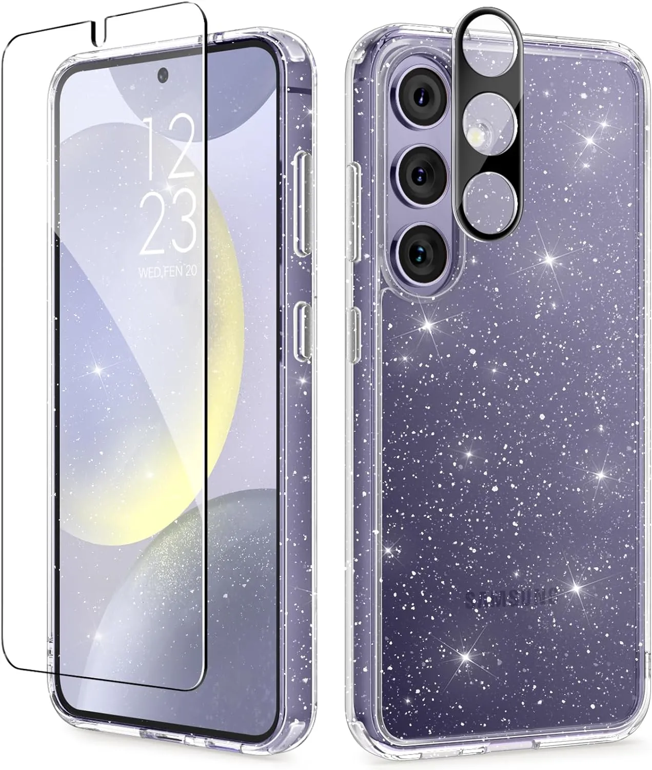 Samsung Galaxy S24 Case Floral Screen Protector & Camera Lens Protector Phone Cover