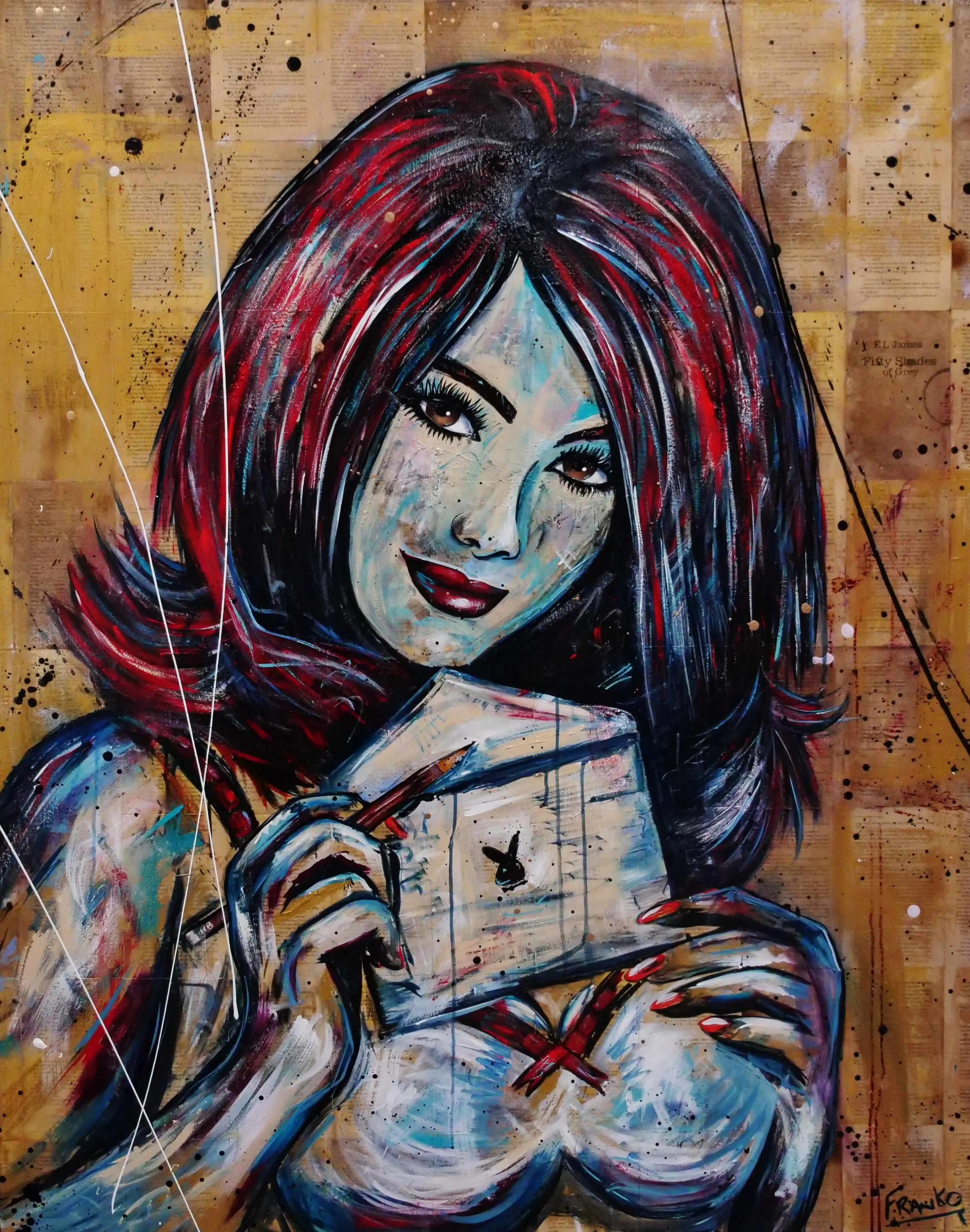 Secret Admirer 120cm x 150cm Playboy Urban Pop Book Club Painting (SOLD)
