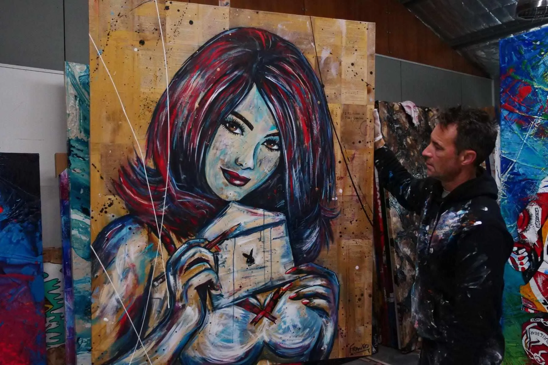 Secret Admirer 120cm x 150cm Playboy Urban Pop Book Club Painting (SOLD)
