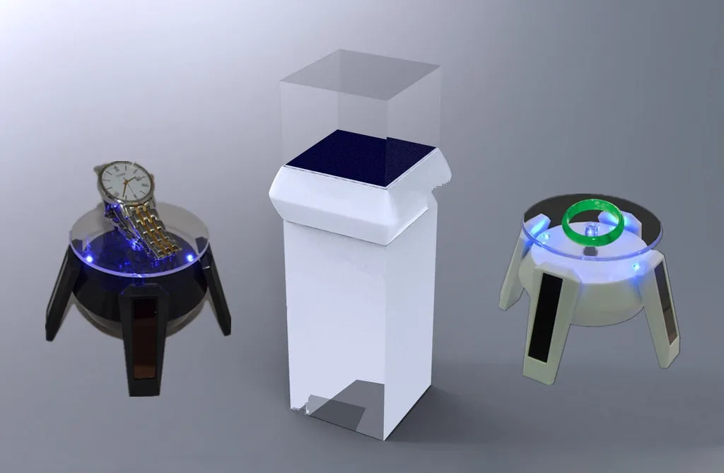 Solar and Battery Power 360 Degree Rotating Display Stand With Led Light