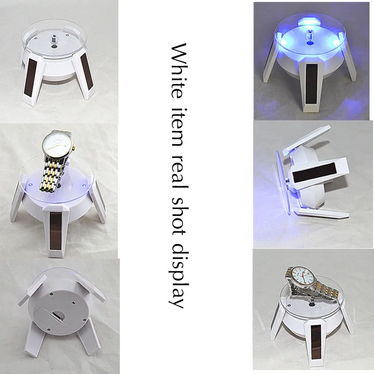 Solar and Battery Power 360 Degree Rotating Display Stand With Led Light