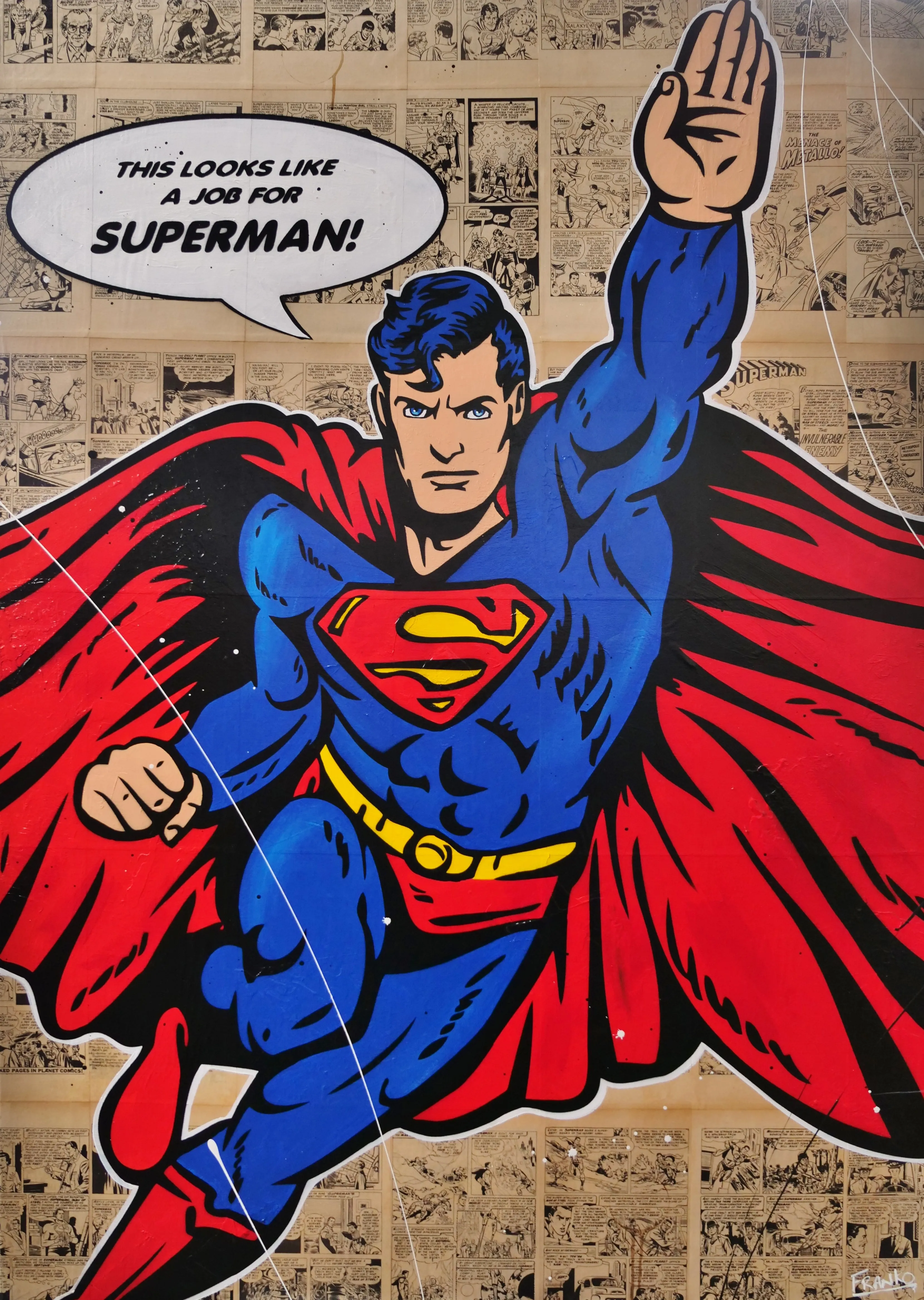 Super Job 140cm x 100cm Superman Urban Pop Art Book Club Painting (SOLD)