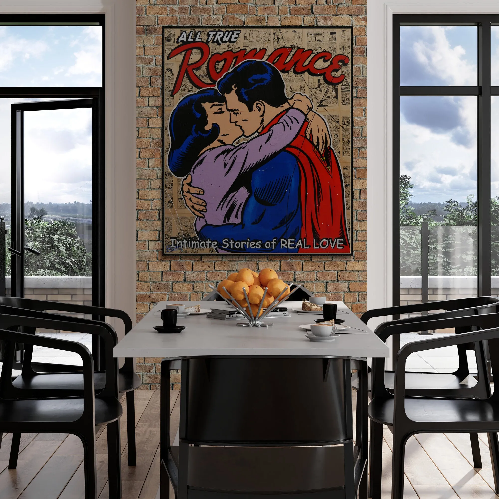 Super Kiss 120cm x 100cm Superman Urban Pop Art Book Club Painting (SOLD)