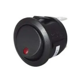 Switch Rocker Round On/Off Amber LED 12/24 volt Pk 100