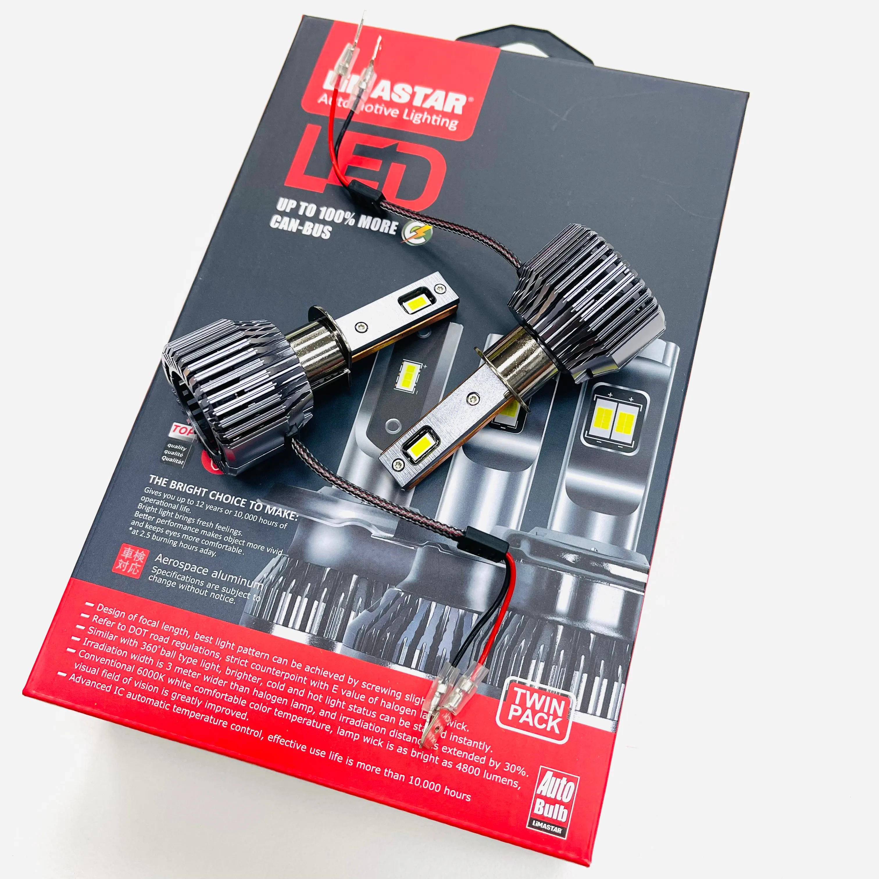 T6 LED DRL Headlights V3 Black Edition With LED 6000k Dipped / Full Beam Bulbs