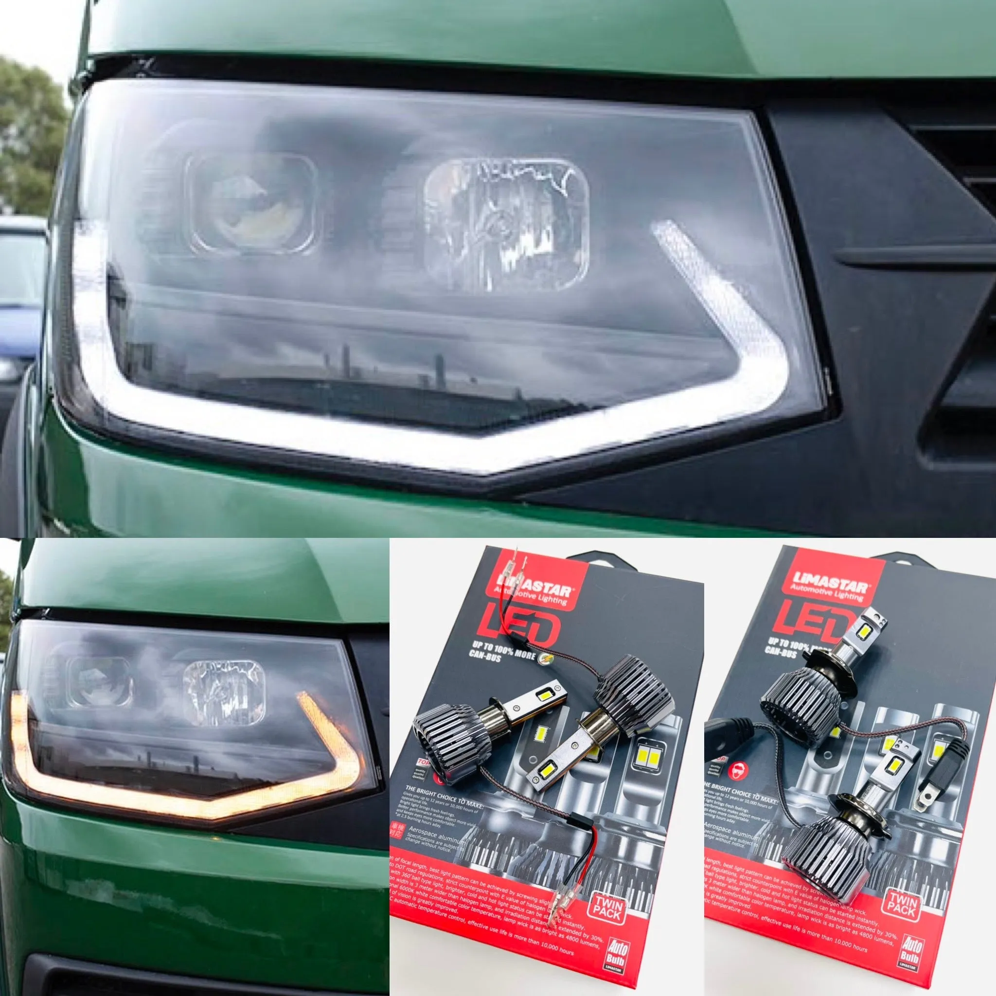 T6 LED DRL Headlights V3 Black Edition With LED 6000k Dipped / Full Beam Bulbs